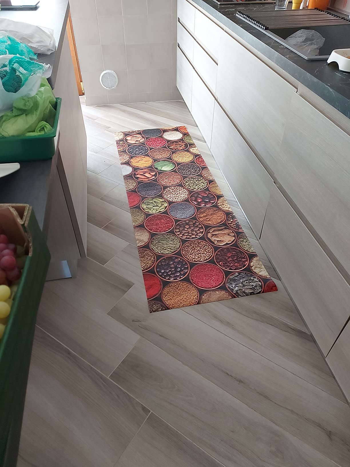 Baroni Home Tappeto PVC 120x60 cm Fiori Rosa Antimacchia