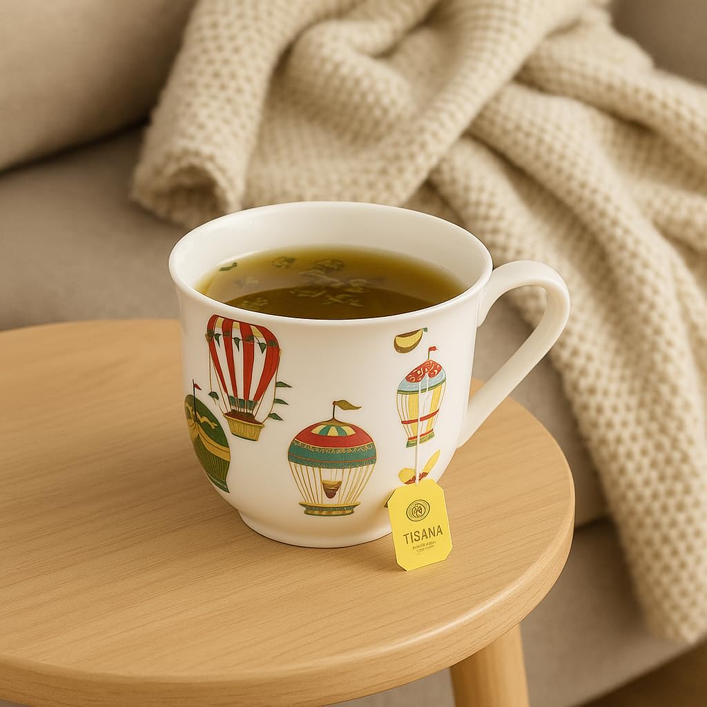 Baroni Home Tazza porcellana mongolfiere 14x11x10 cm
