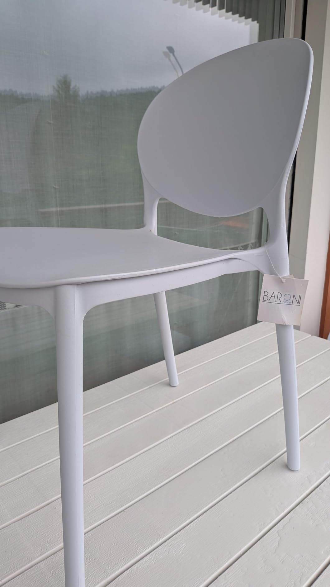 Baroni Home Set 4 Sedie Plastica Bianca 46x50x80 cm