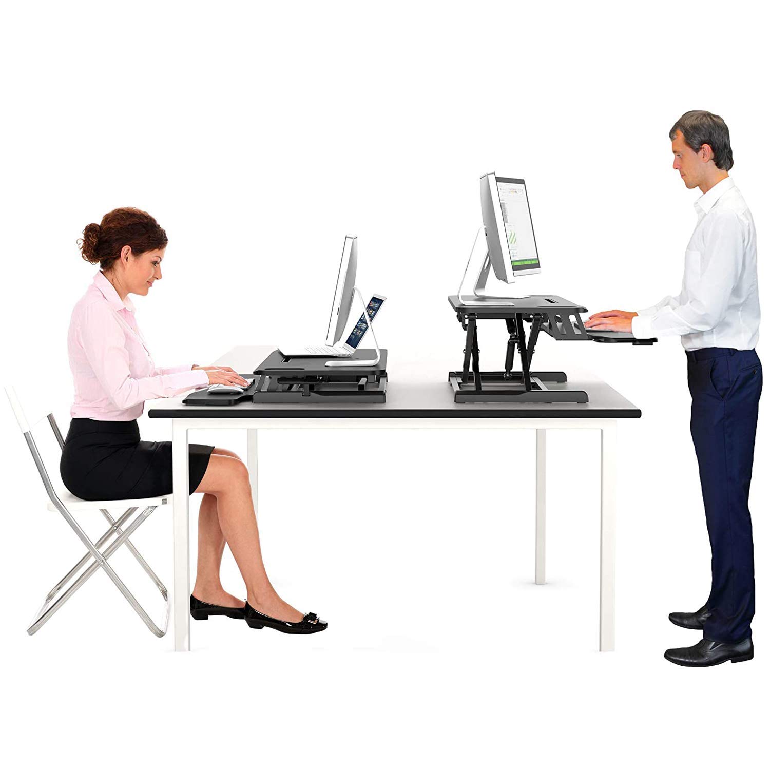 bonVIVO Scrivania Regolabile Sit Stand Nera da PC Ufficio