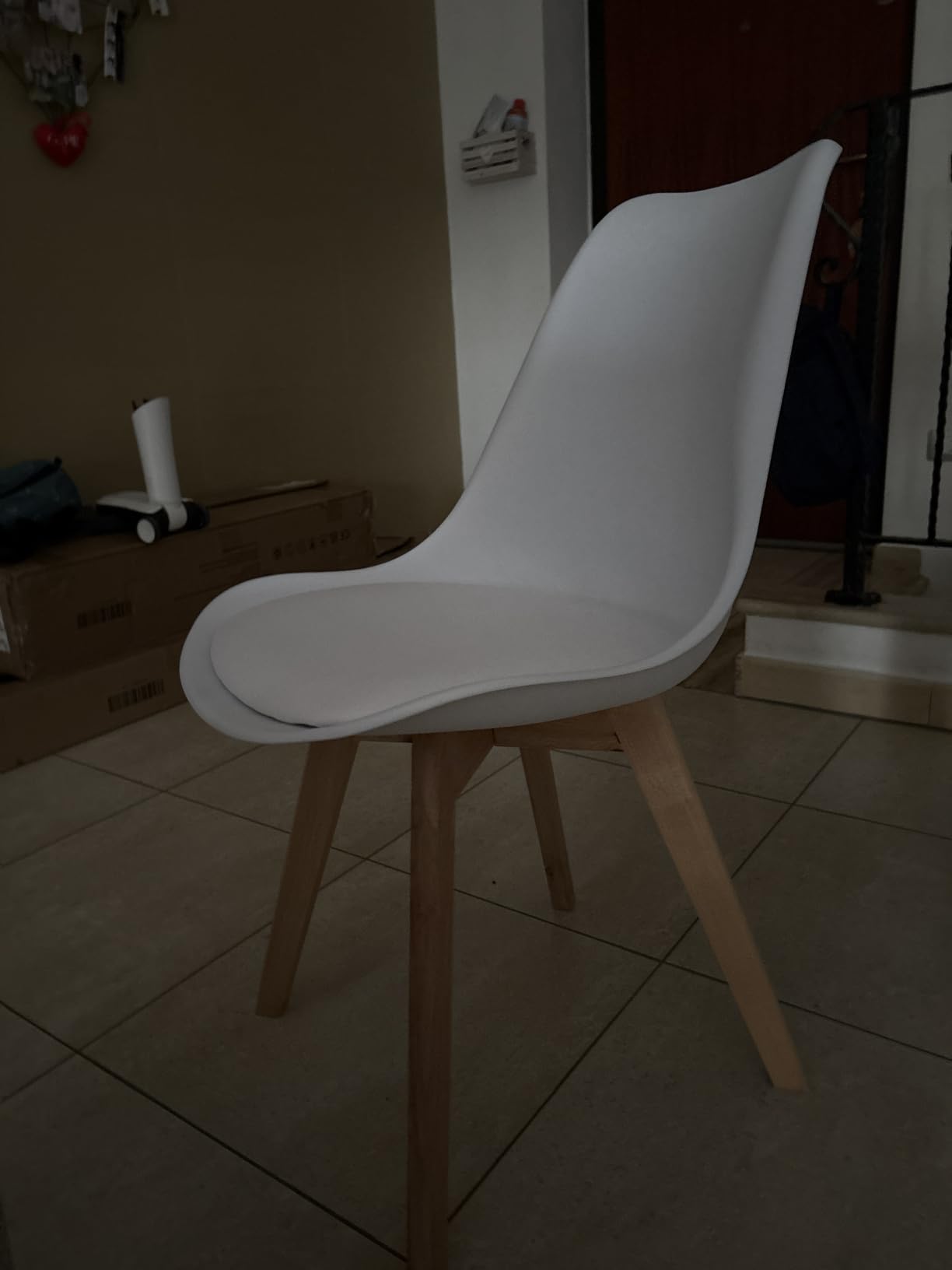 Baroni Home Set 4 Sedie Bianche Gambe Legno 54x46x82 cm