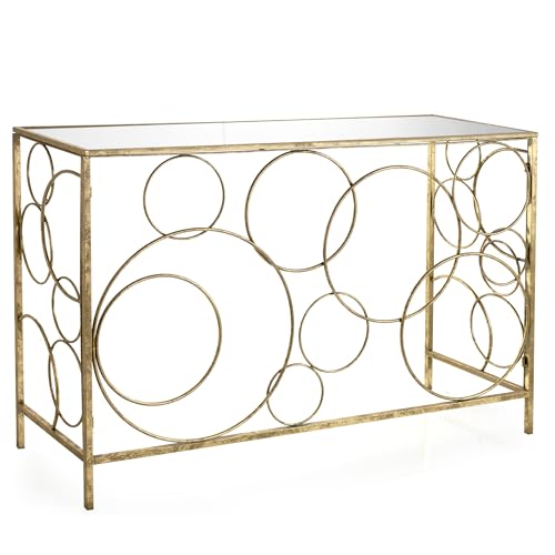 Baroni Home Tavolo da Fumo Cilindrico tavolino vetro oro 35,5x60 cm