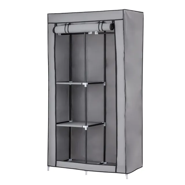Baroni Home armadio in tessuto grigio 2 ripiani 88x45x160 cm