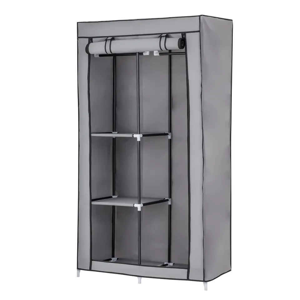 Baroni Home armadio in tessuto grigio 2 ripiani 88x45x160 cm