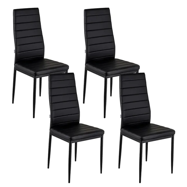 Baroni Home Set 4 Sedie da Pranzo Nero 40x48x96 cm