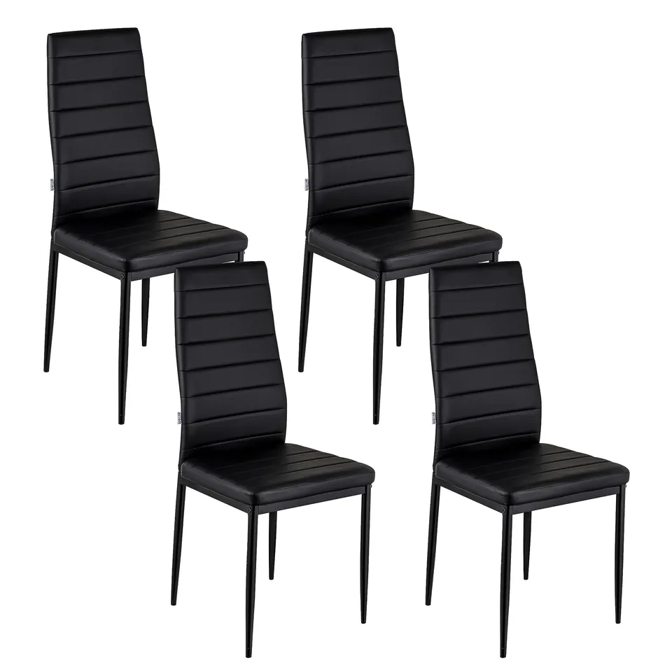 Baroni Home Set 4 Sedie da Pranzo Nero 40x48x96 cm