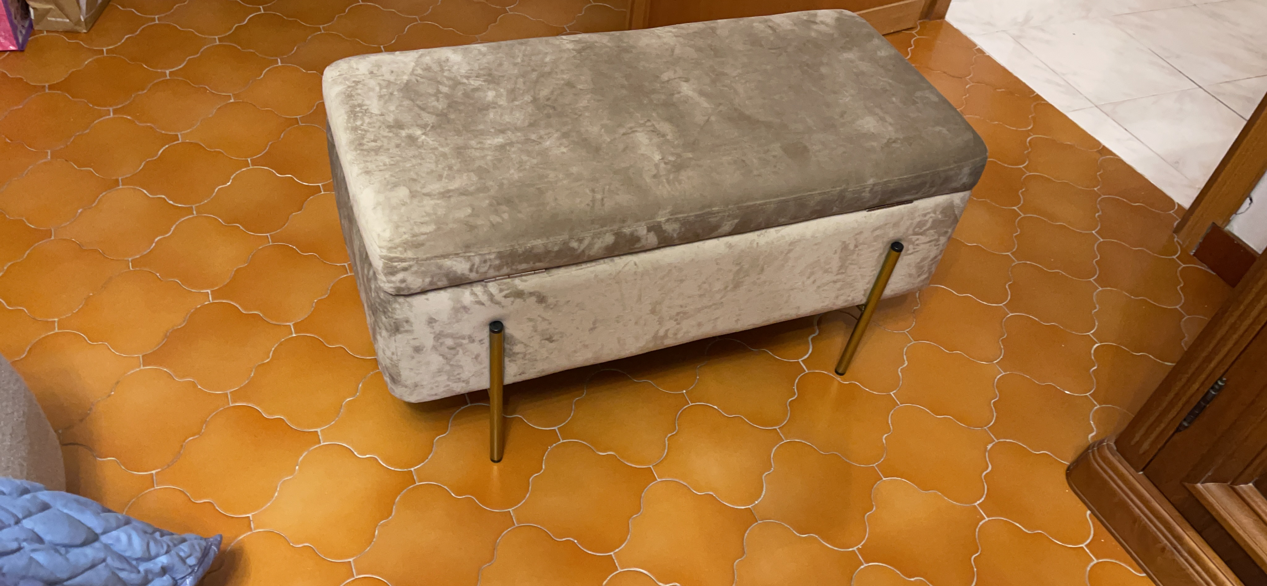 Baroni Home Cassapanca Pieghevole Gialla 80x40x40 cm Velluto