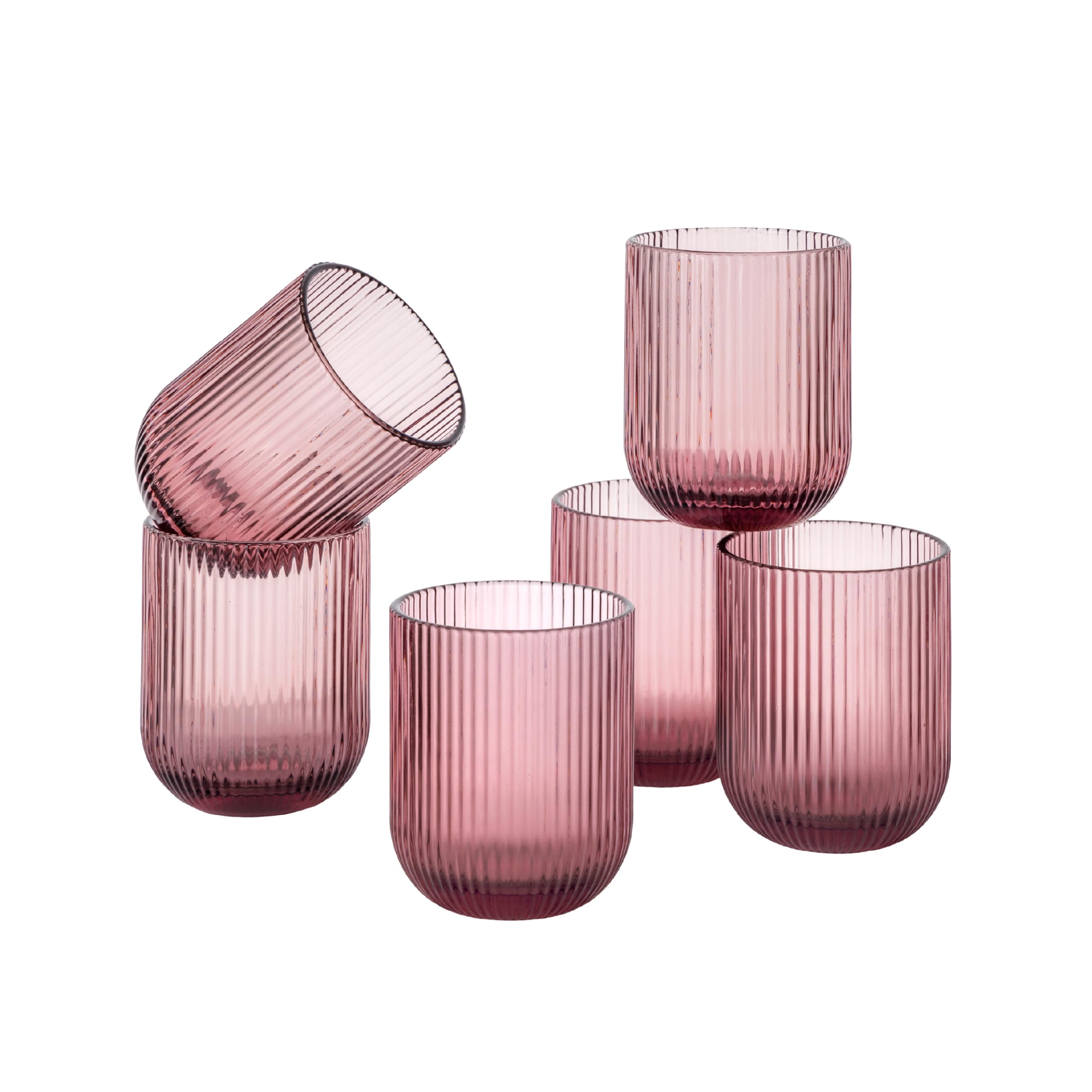 Baroni Home Set 6 Bicchieri Vetro Verde Righe 30 CL 8x8x10