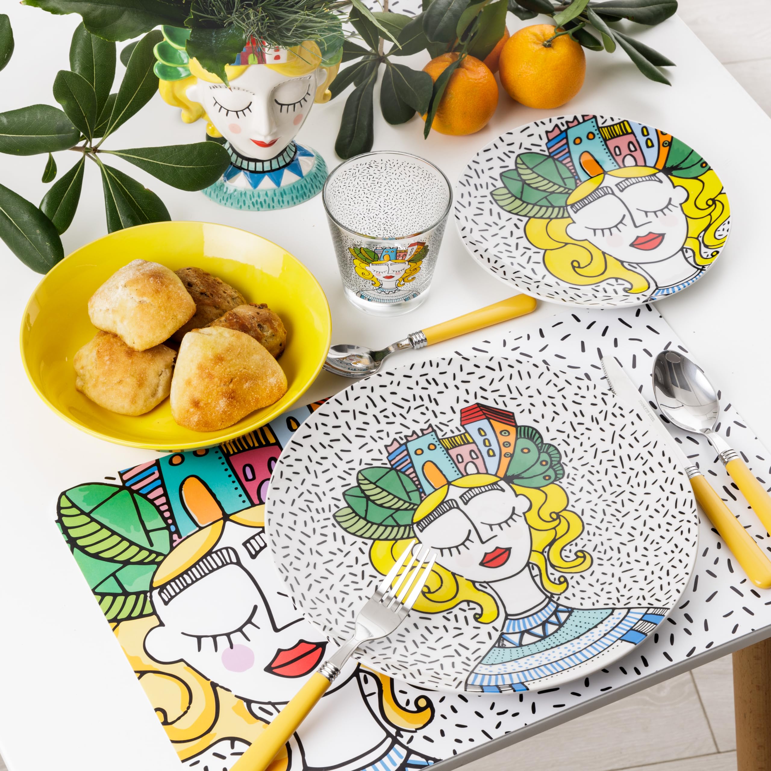 Baroni Home Set 6 Bicchieri Vetro 25 CL Lady City Colorati