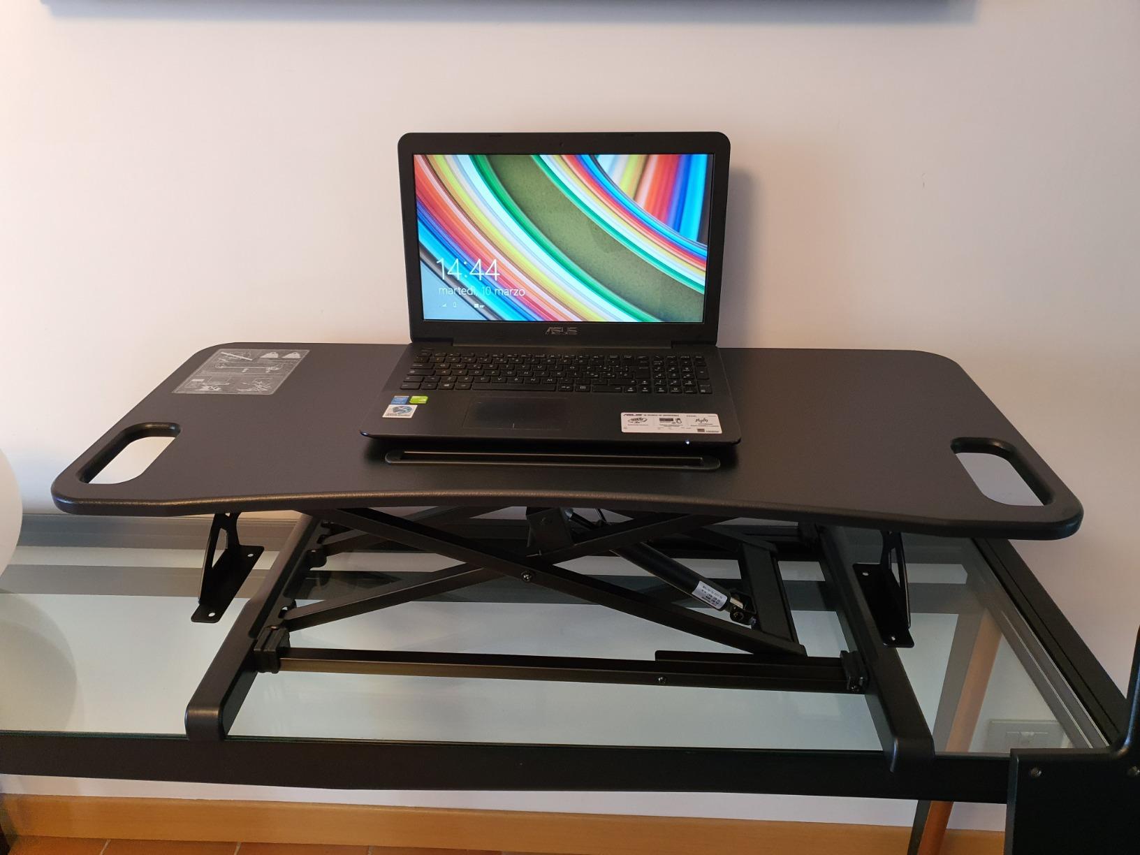 bonVIVO Scrivania Regolabile Sit Stand Nera da PC Ufficio
