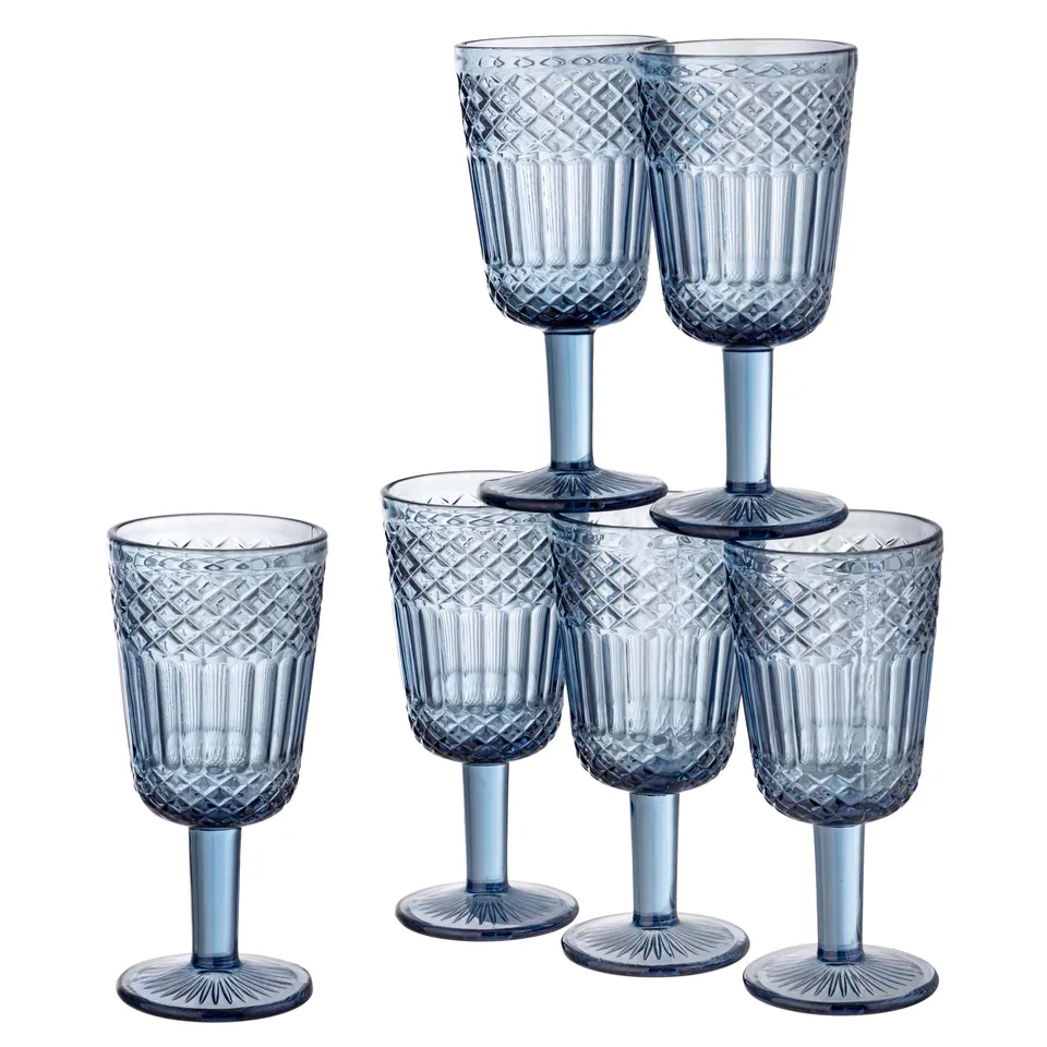 Baroni Home calici vetro blu 6 pezzi 25 cl