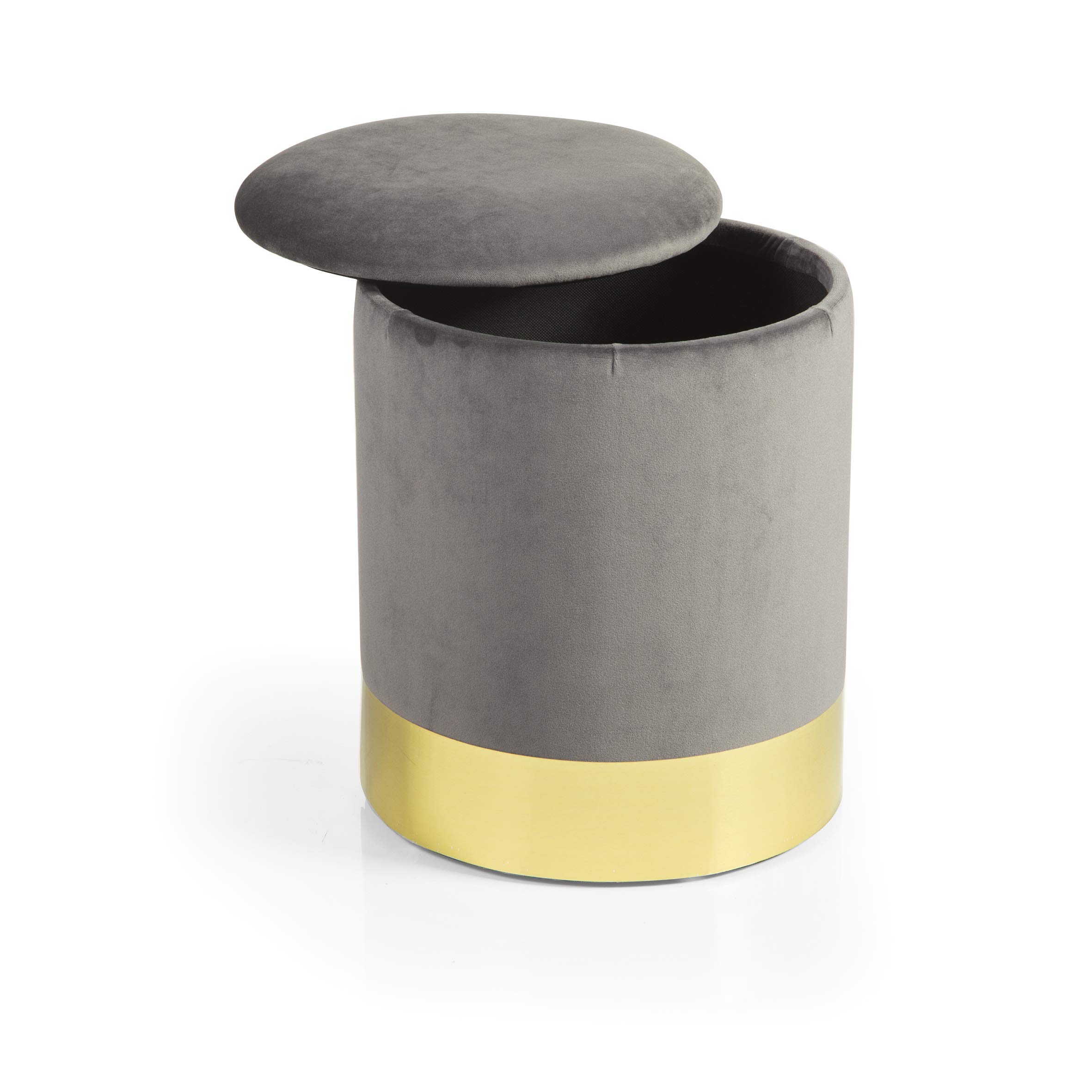 Baroni Home Pouf Contenitore Velluto Grigio 31x31x39 cm
