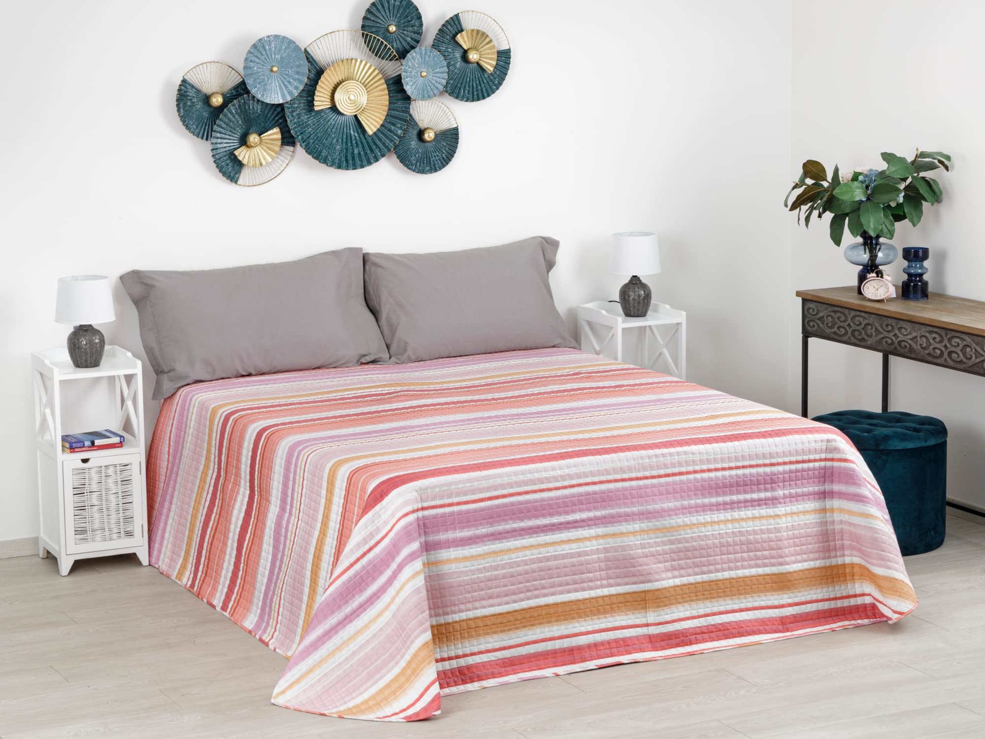 Baroni Home Luxury Trapuntino Righe Tortora 250x260 Anallergico
