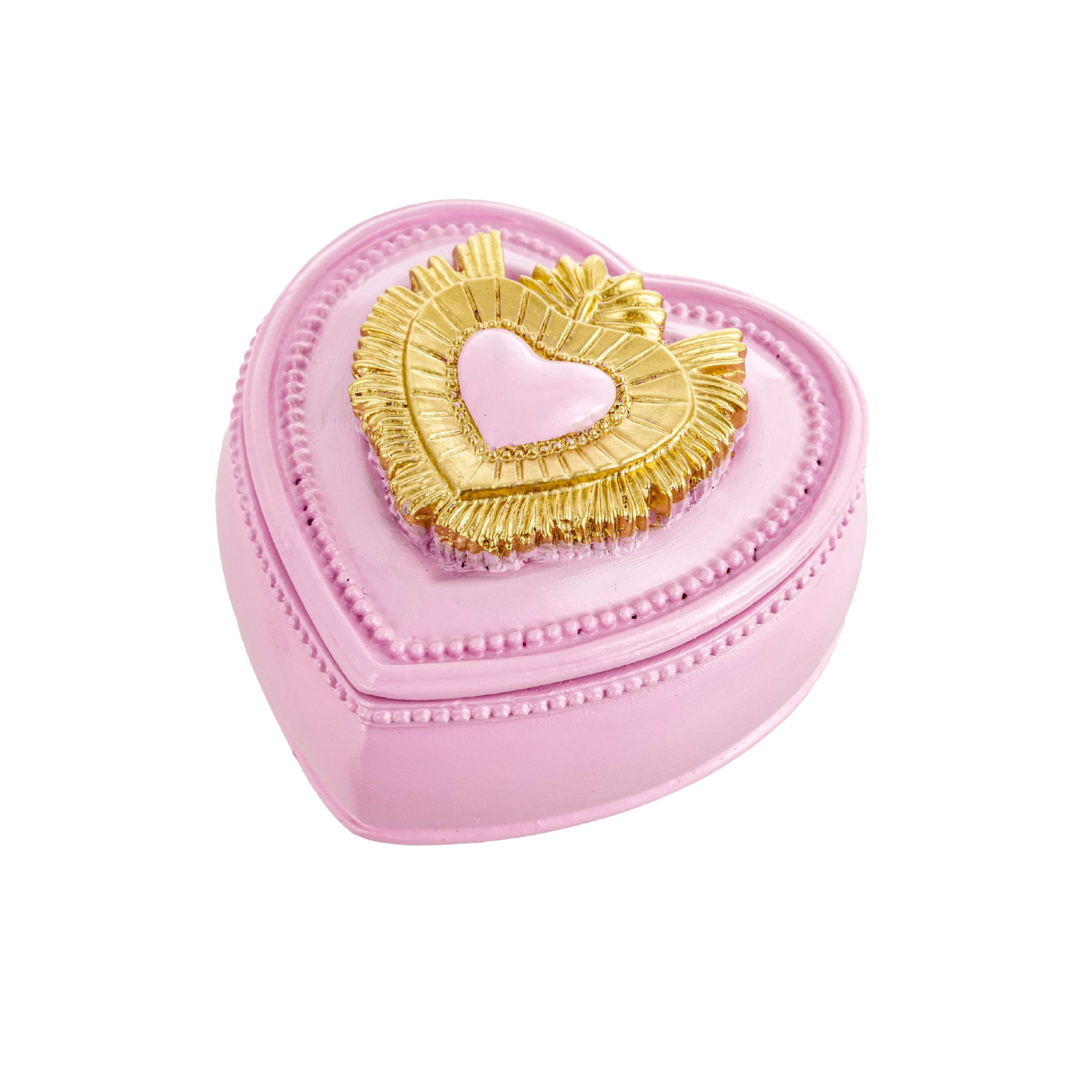 Baroni Home Cuore Sacro Cofanetto resina bianco oro 9x9x5,5 cm