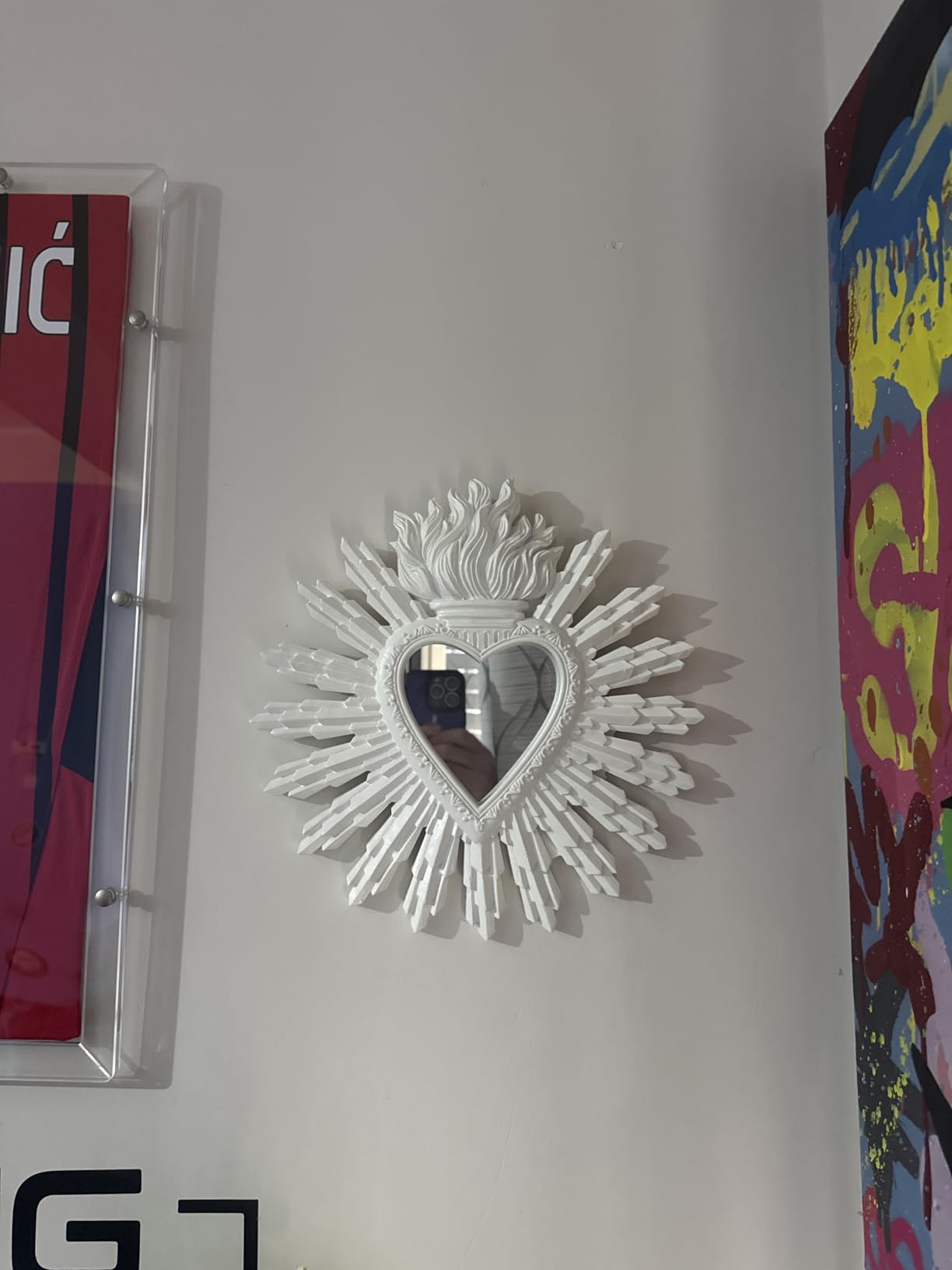 Baroni Home Ex Voto Cuore Specchio Parete Rosa resina