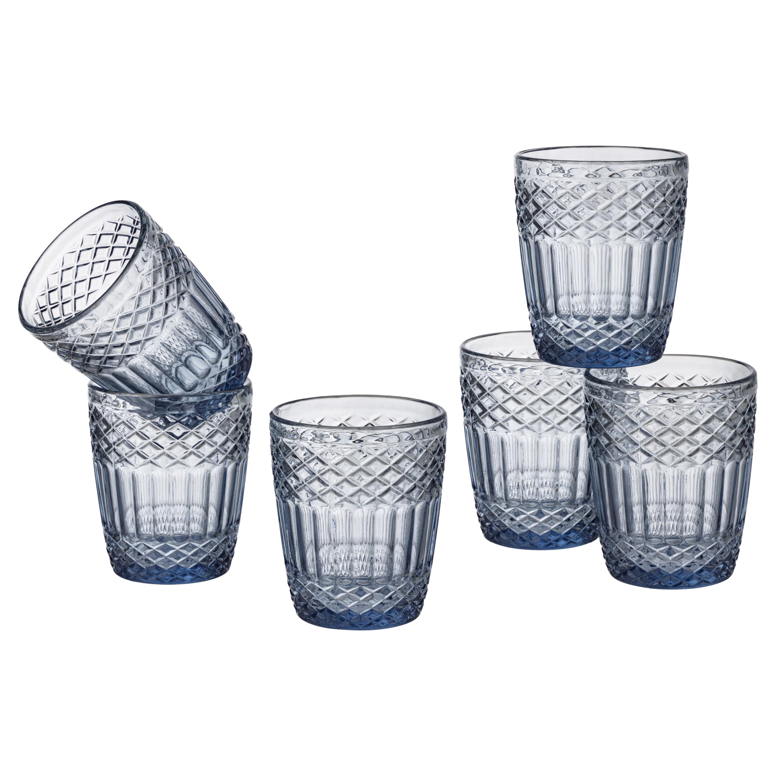 Baroni Home Set Bicchieri Vetro Fumé 30 CL 6 Pezzi Rilievo
