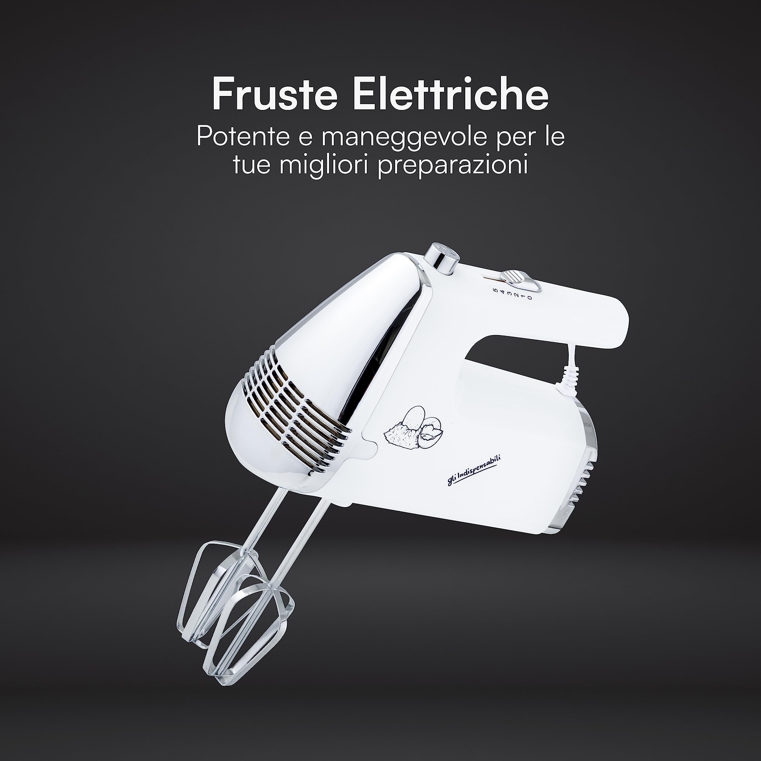 Baroni Home Sbattitore Elettrico 100W 5 Velocità Bianco