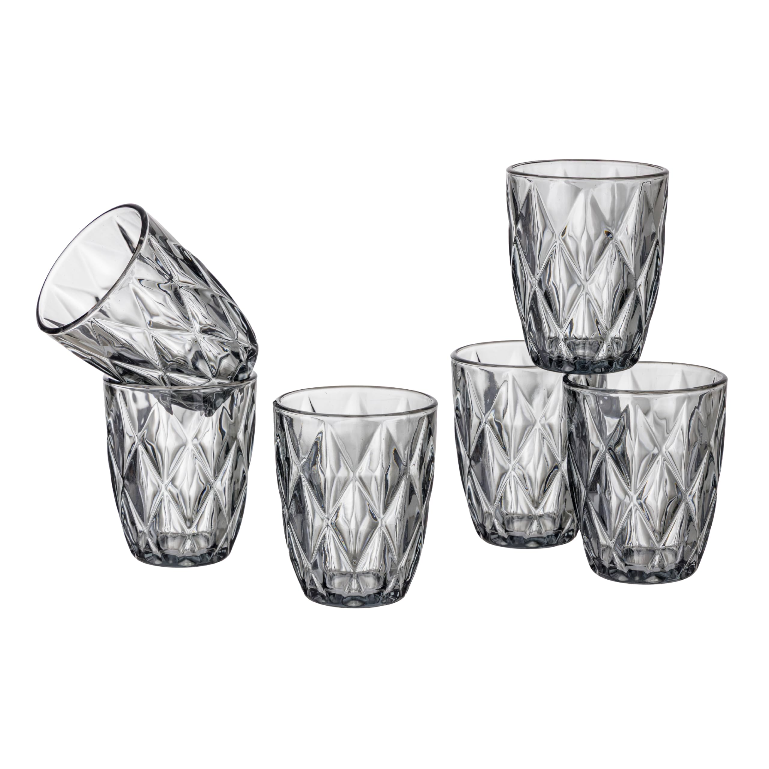 Baroni Home Set 6 Bicchieri Vetro Fumè Diamante 28 CL