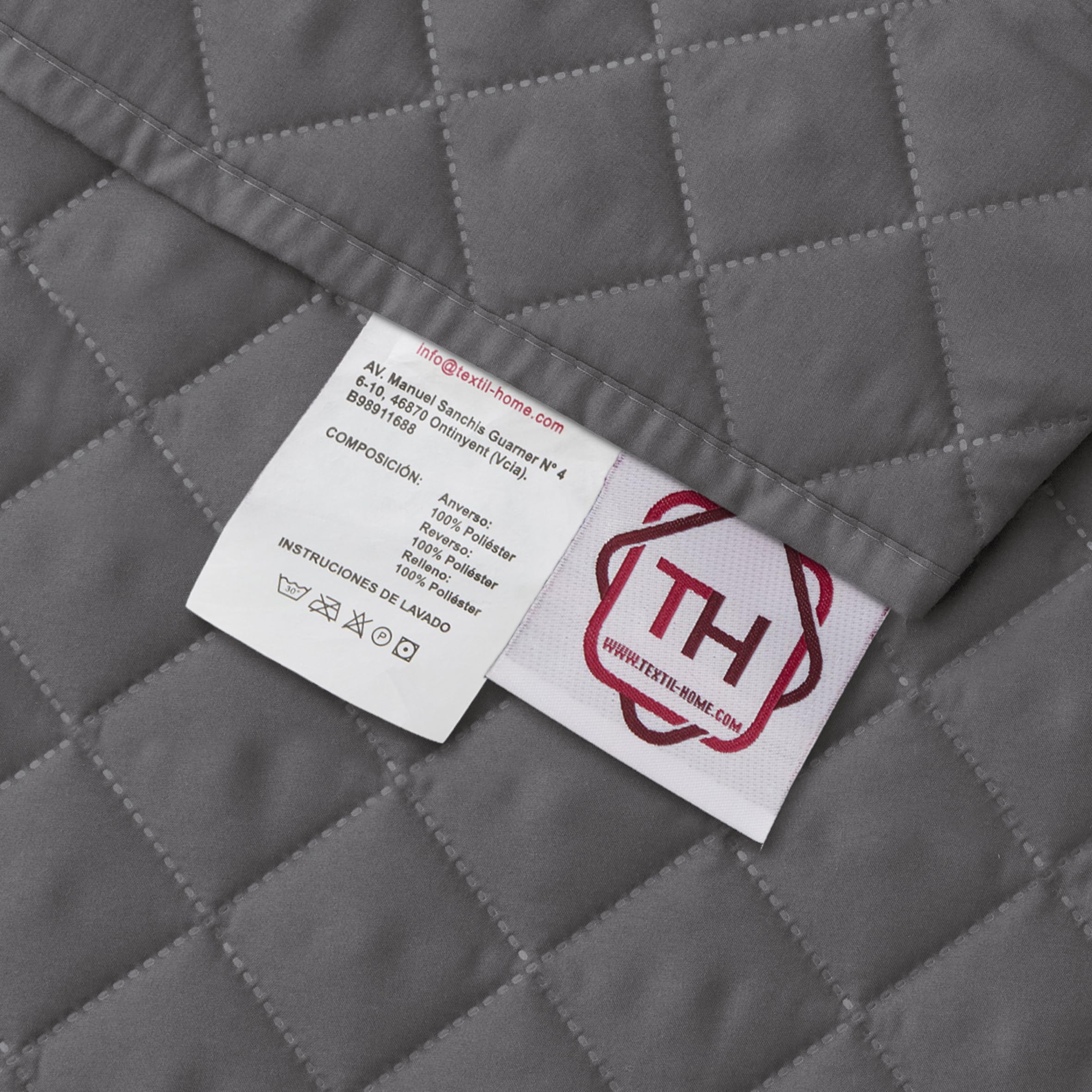 Textilhome Malu Copridivano 3 Posti 160 cm Grigio Imbottito