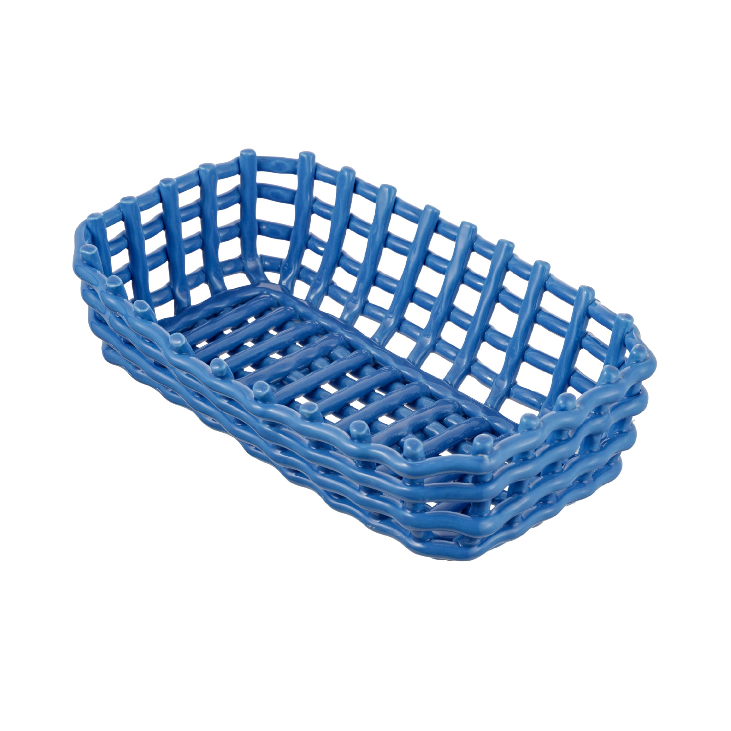 Baroni Home cestino ceramica intrecciato ovale tortora
