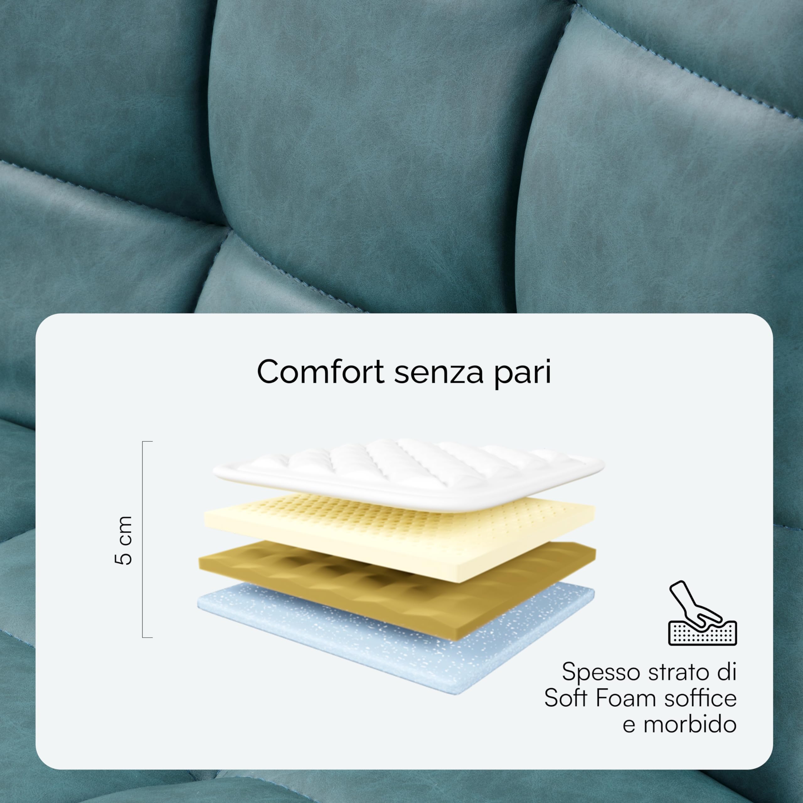 Baroni Home Sedia Moderna sedia blu petrolio ecopelle