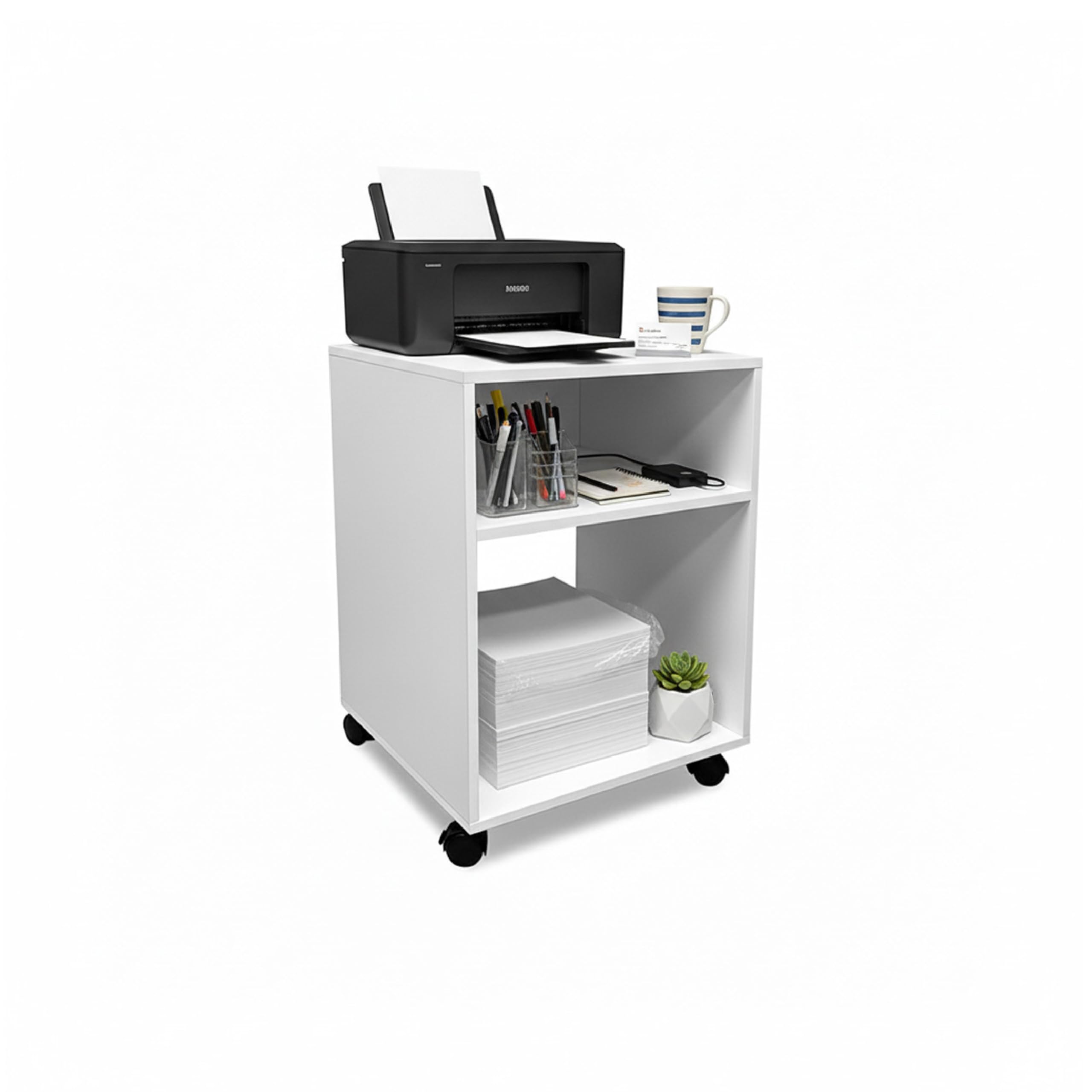 Baroni Home Carrello Ufficio 3 Scomparti Bianco 30x40x36 cm