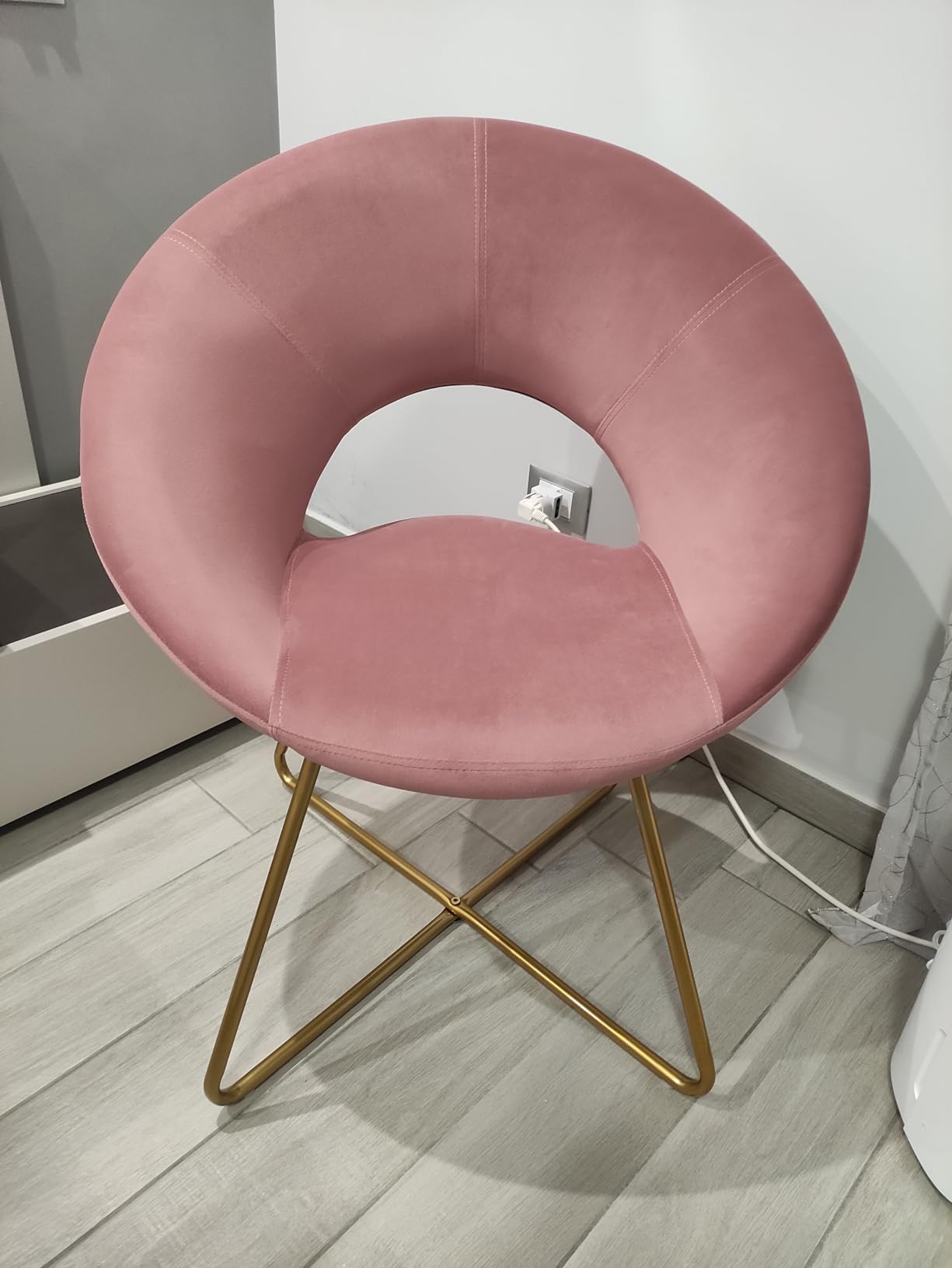 Baroni Home poltrona velluto beige gambe oro 71x59x84 cm