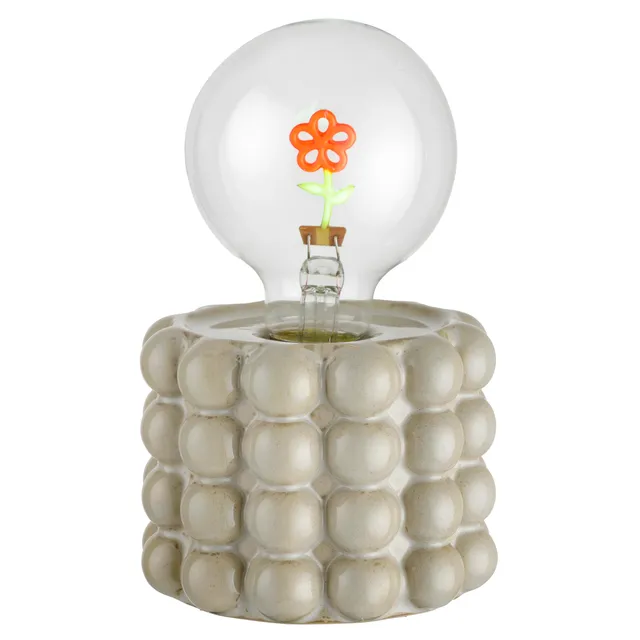 Baroni Home Lampada LED Ceramica Cilindrica Grigia 11x11x17 cm