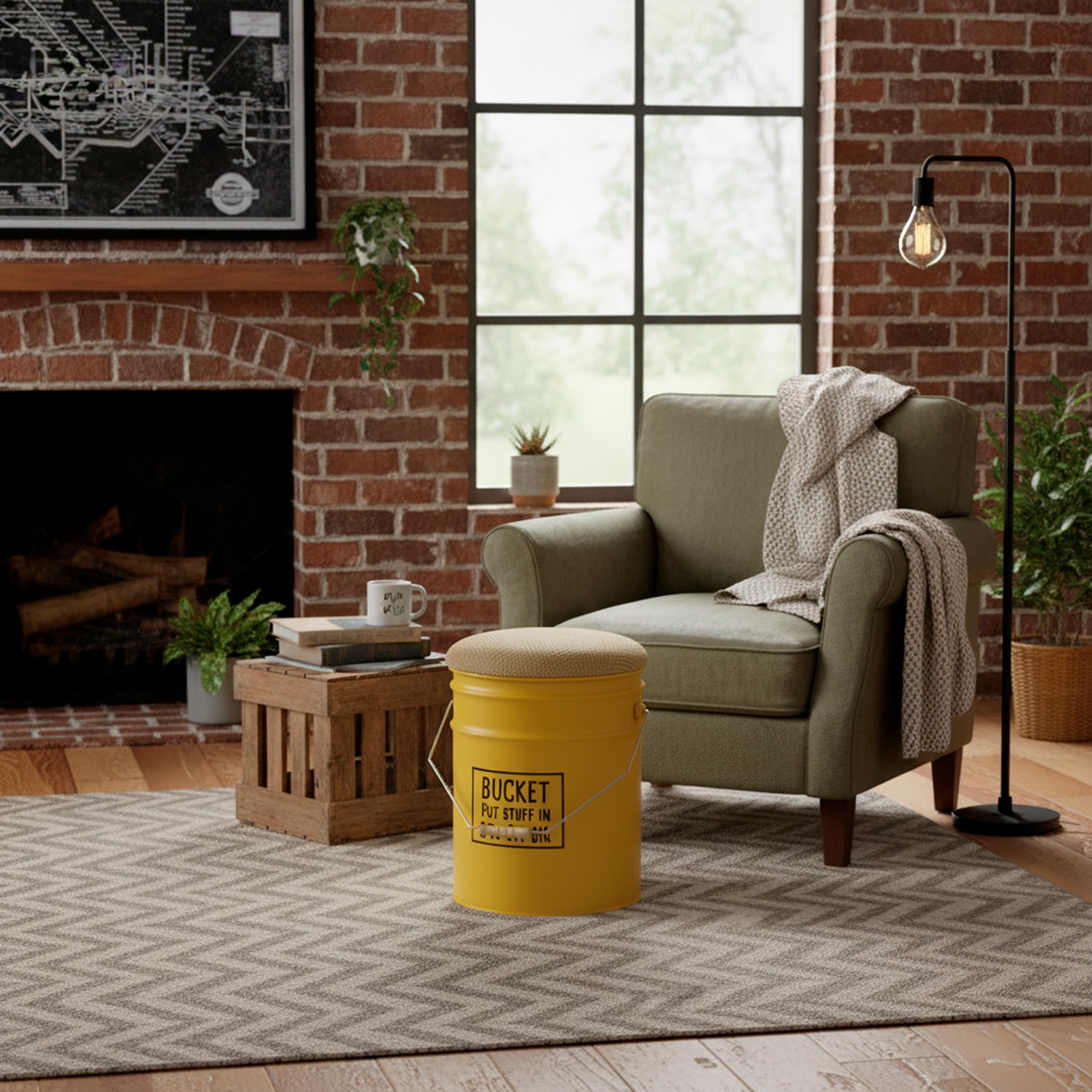 Baroni Home pouf contenitore giallo juta 40x31 cm