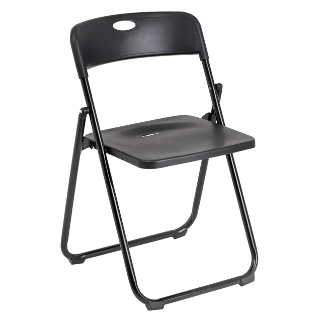 Baroni Home Sedia Pieghevole Acciaio Nera 74x43x49 cm
