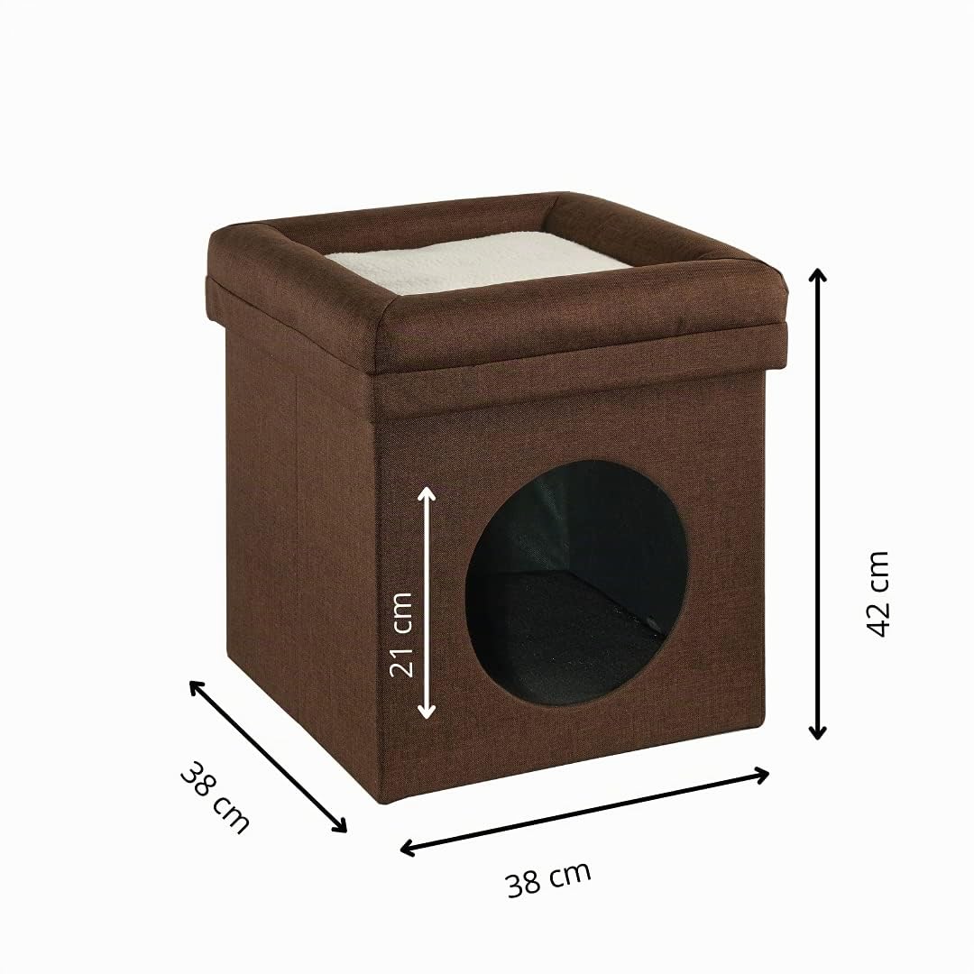 Baroni Home Cuccia Cane Gatto Pouf Marrone 38x38x42 cm