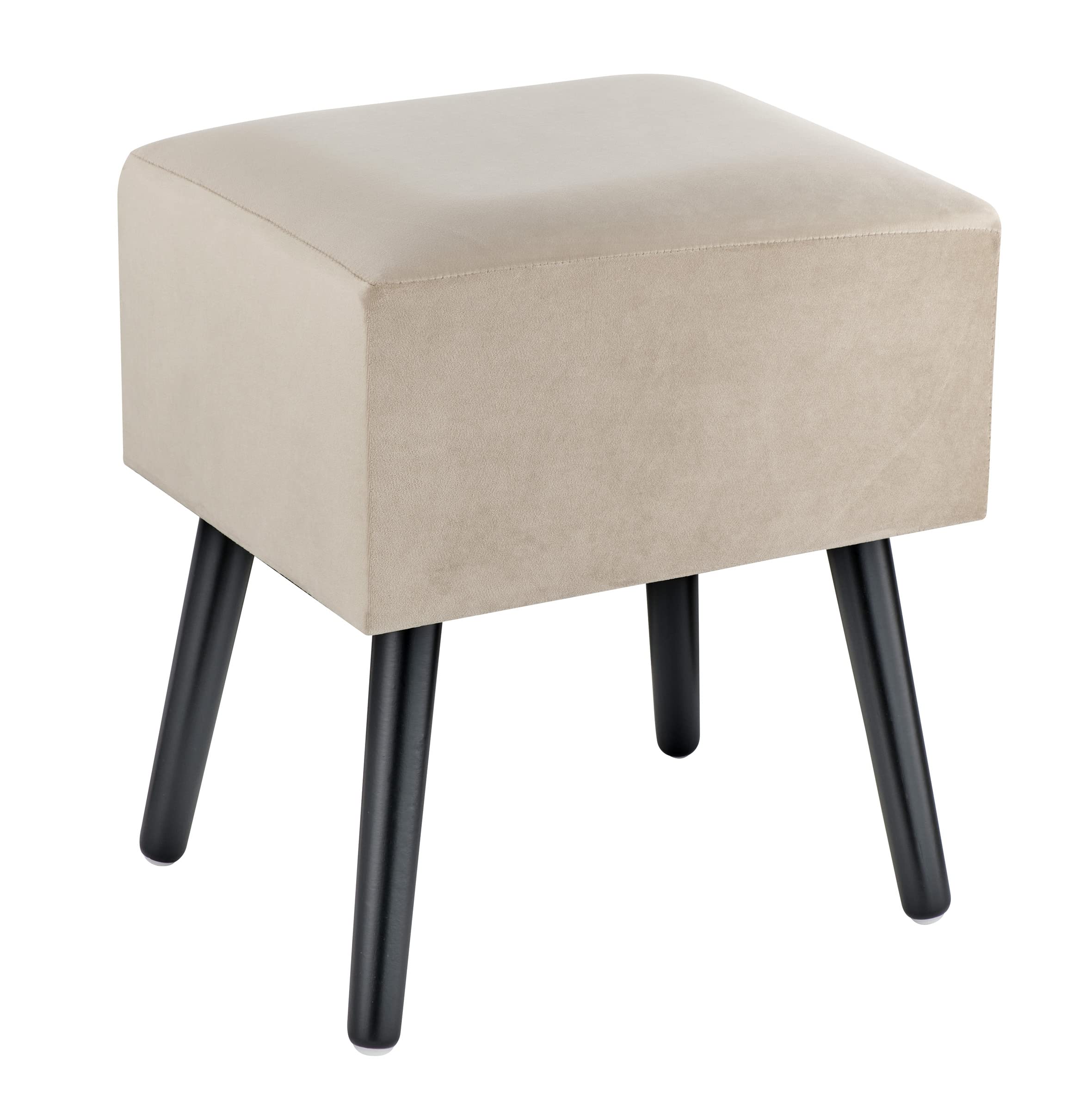 Baroni Home Pouf Velluto Rosa Cipria 40x33x46 cm Imbottito