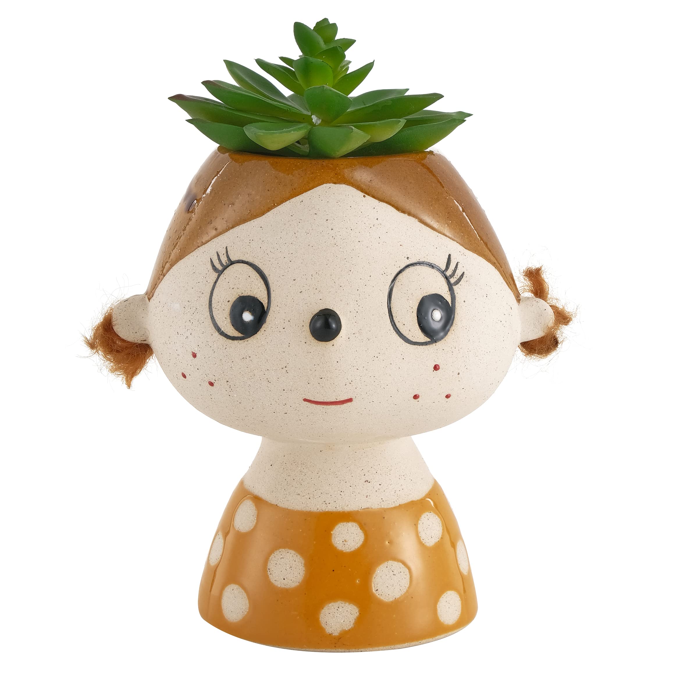 Baroni Home Ladies Girl con Treccine Vaso Testa Ceramica 22 cm
