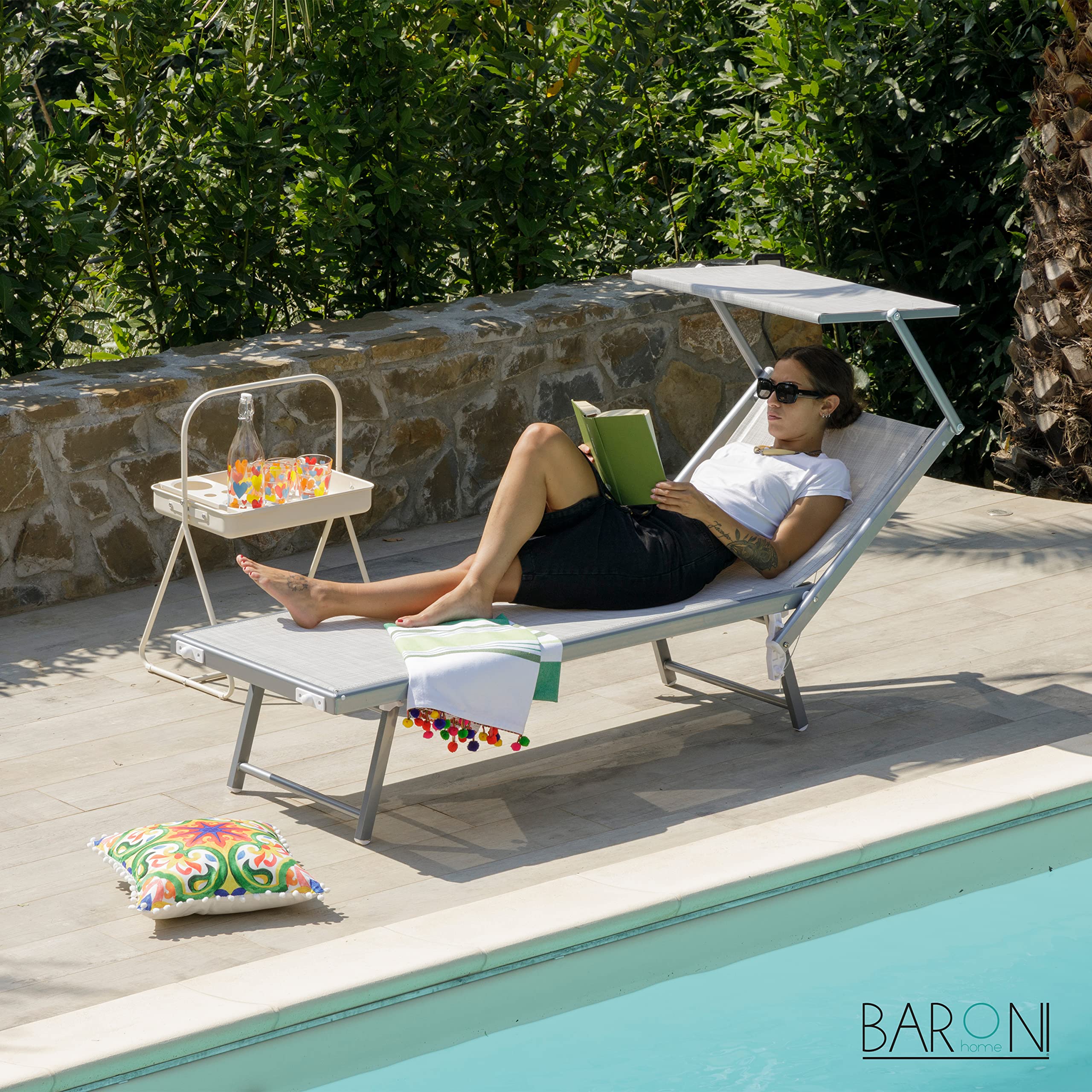 Baroni Home Set 2 Lettini Prendisole Grigi Tettuccio 60x190 cm