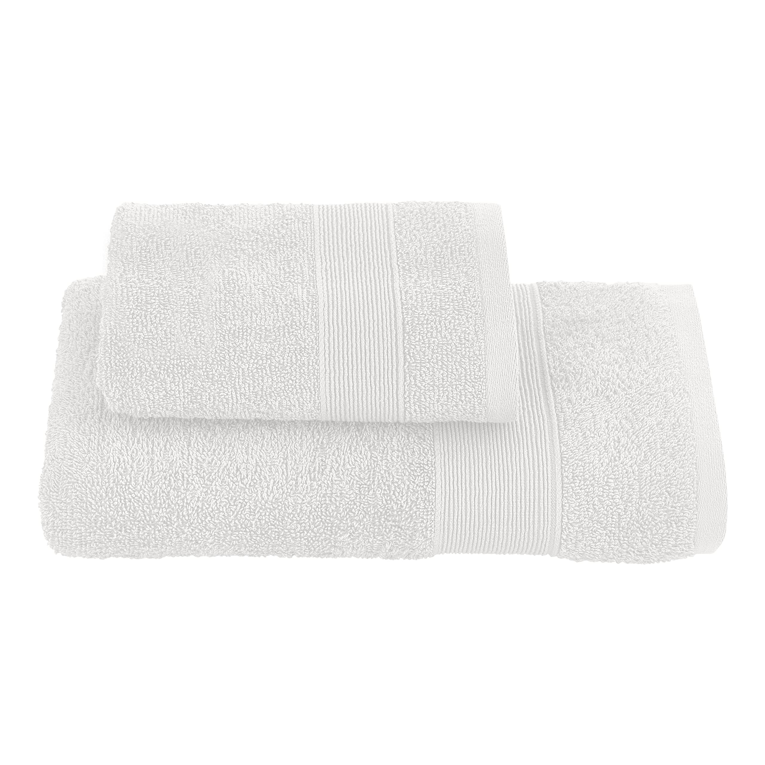 Baroni Home Set 2 Asciugamani Cotone Bianco 55x100 cm