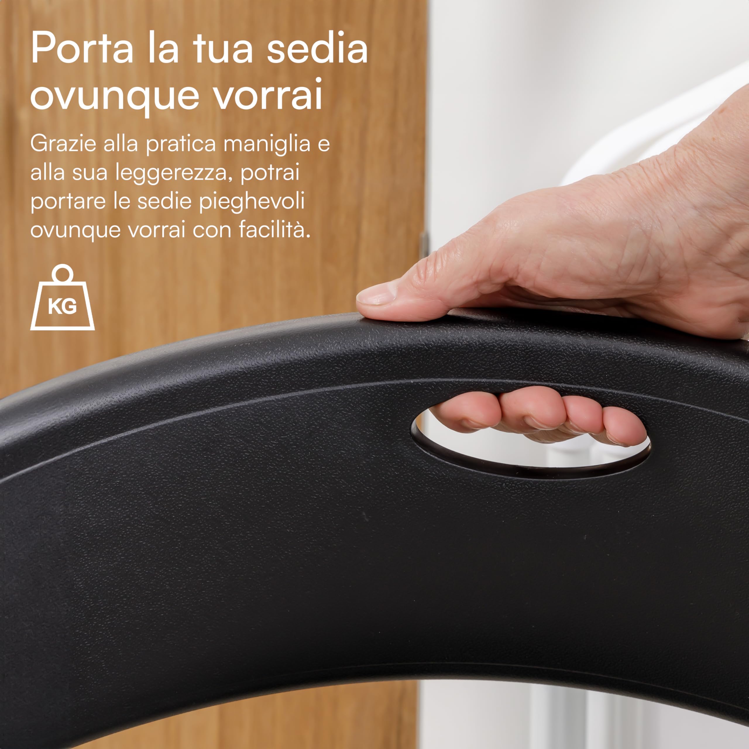 Baroni Home Sedia Pieghevole Acciaio Nera 74x43x49 cm