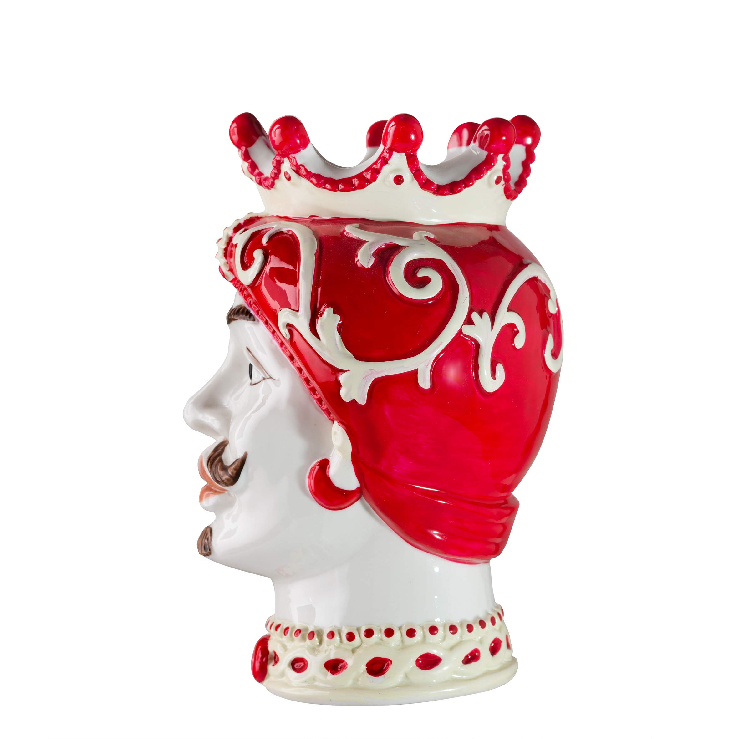Baroni Testa di Moro Re Vaso Porcellana Rosso 13x13x20,5 cm