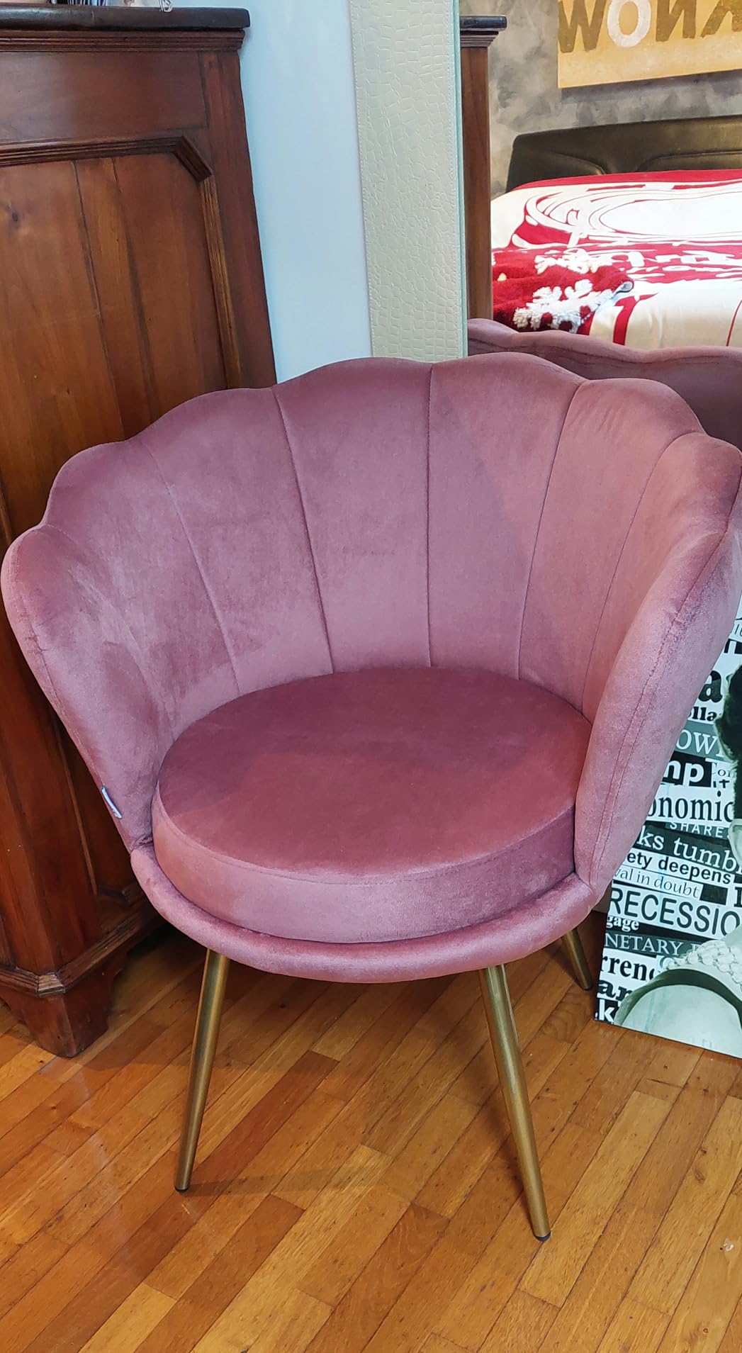 Baroni Home poltrona conchiglia velluto cipria 69x71x84 cm