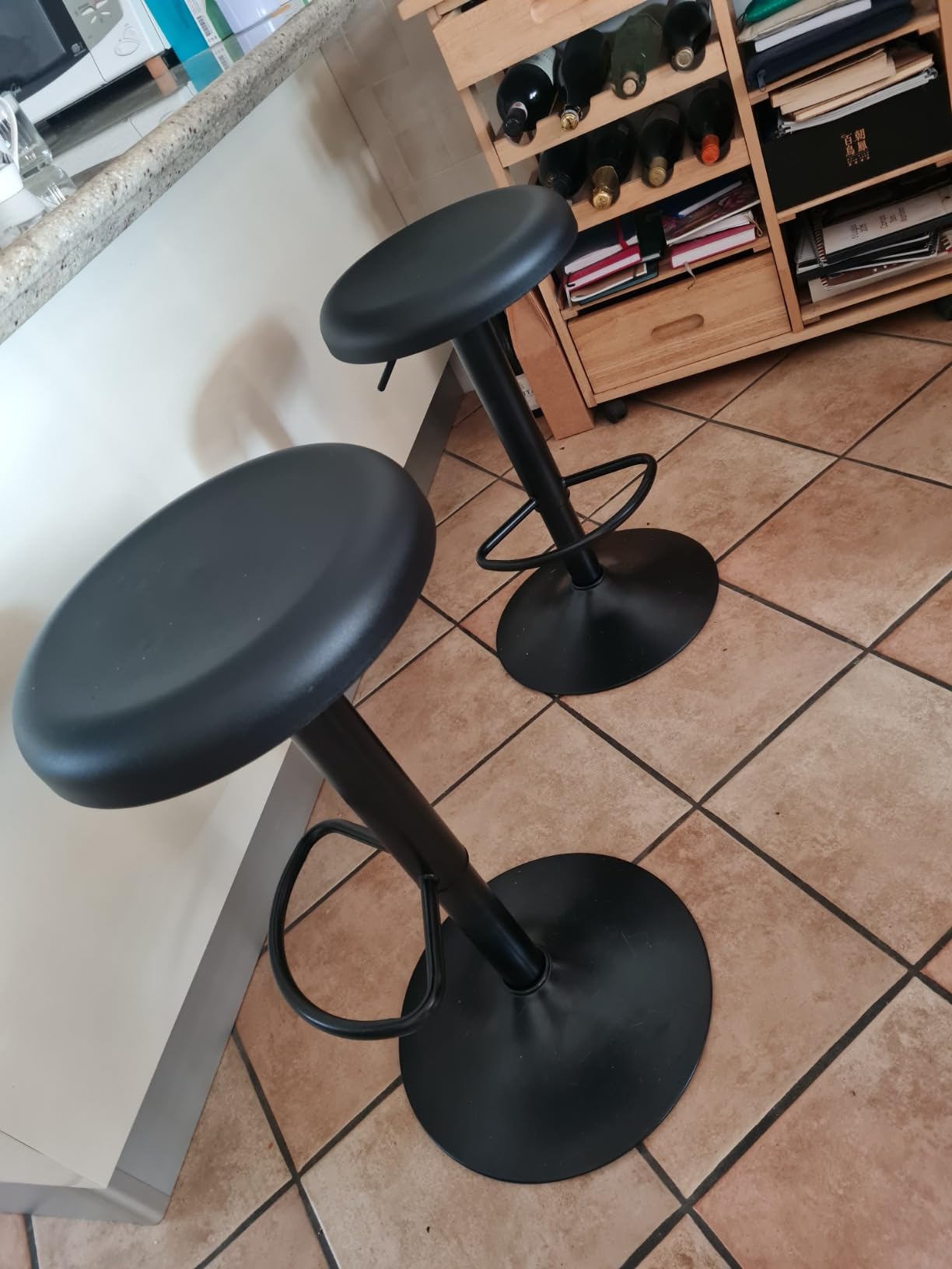 Baroni Home Sgabello Girevole Bianco 1 Pezzo Regolabile Ecopelle