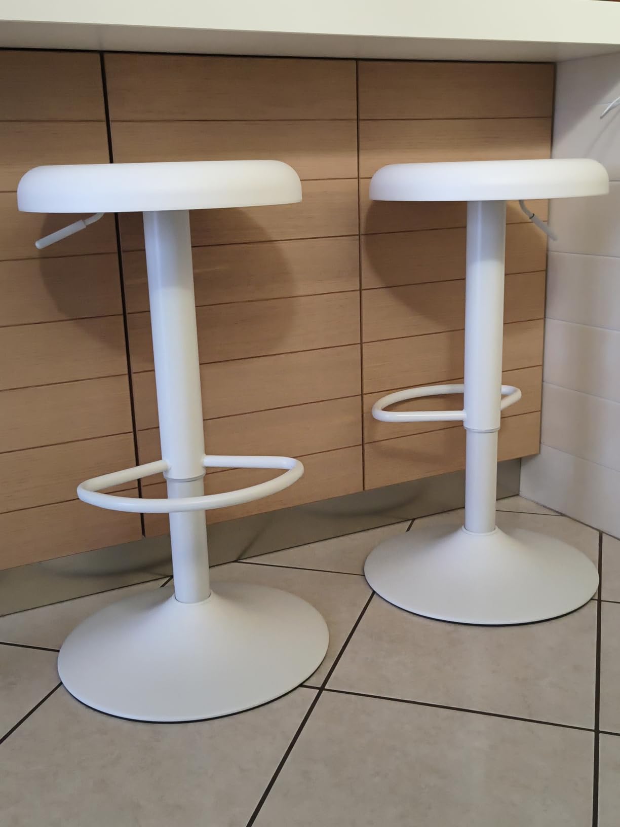Baroni Home Sgabello Girevole Bianco 1 Pezzo Regolabile Ecopelle