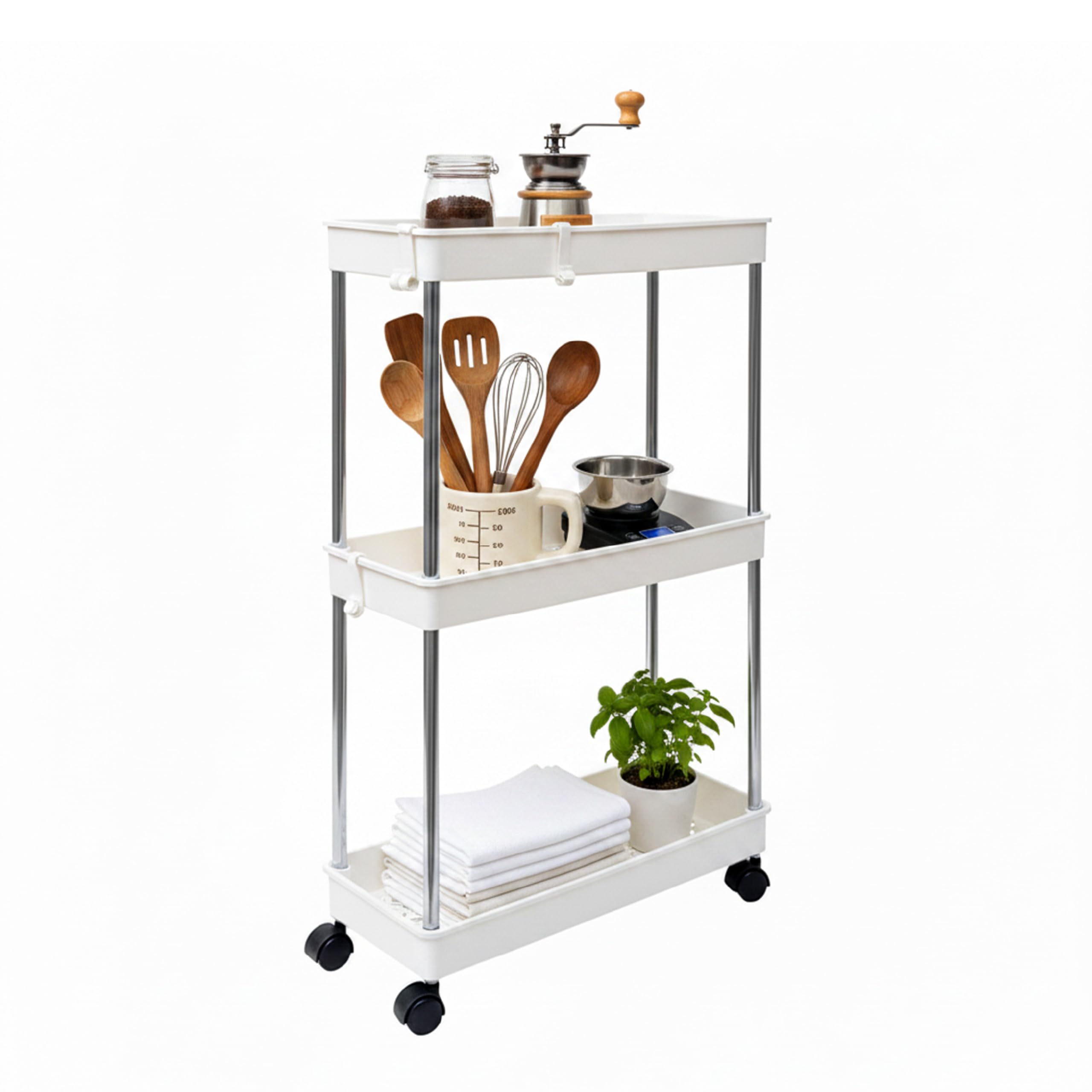 Baroni Home Carrello Portaoggetti 4 Ripiani Bianco 36x15x84 cm