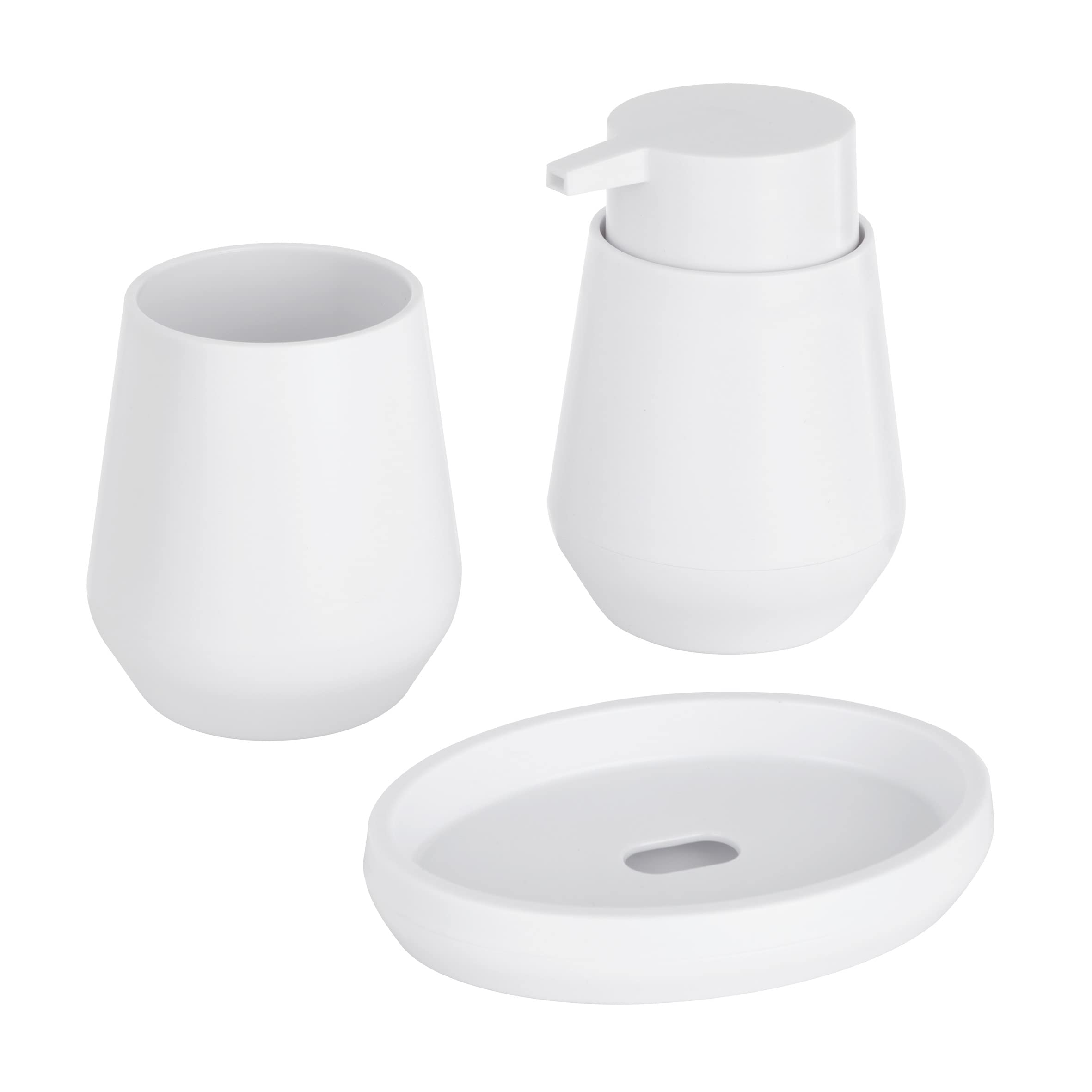 Baroni Home Set Bagno 3 Pezzi Grigio in Plastica con Dispenser