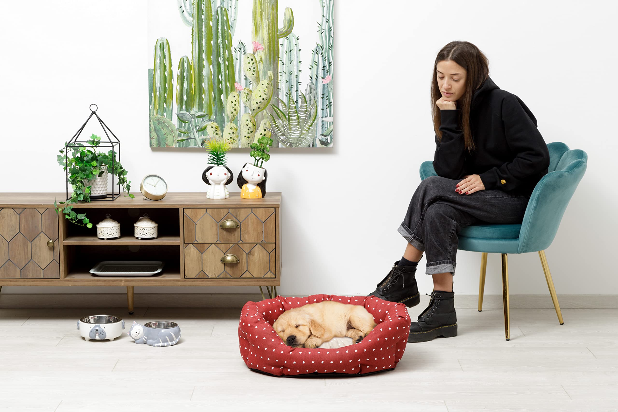 Baroni Home cuccia cane ovale grigia stelle 50x65 cm