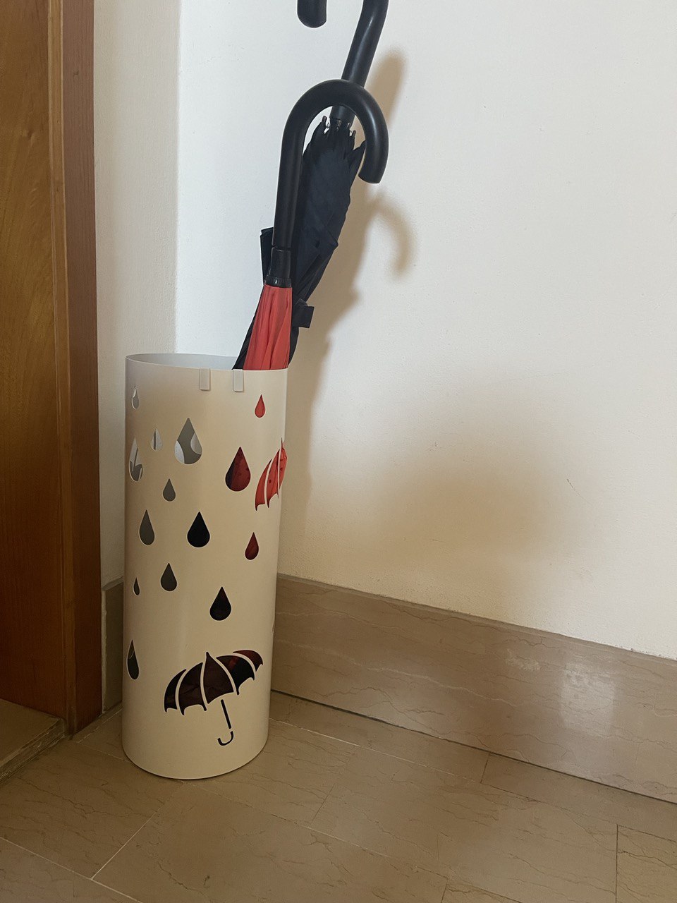 Baroni Home portaombrelli cilindrico pioggia metallo bianco