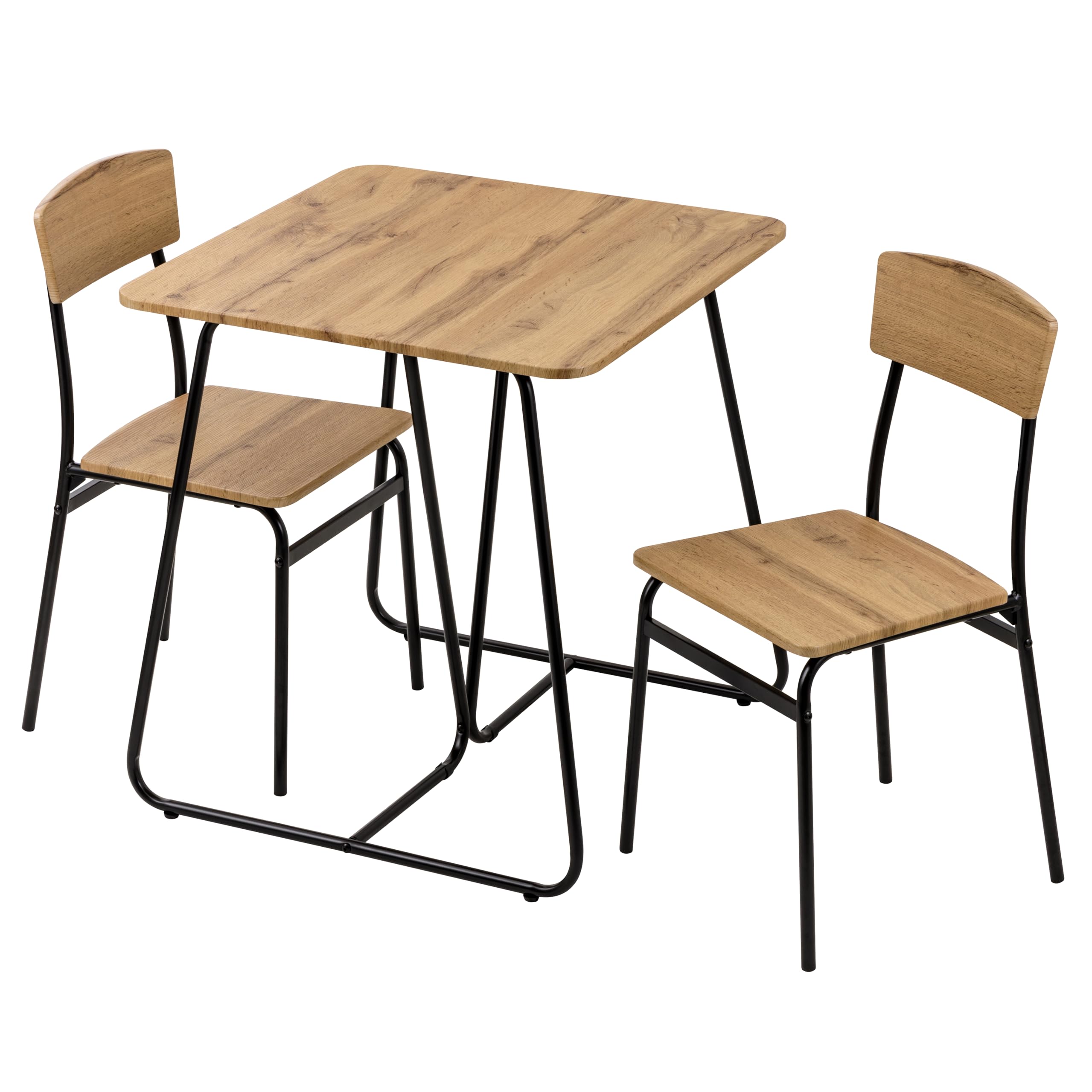 Baroni Home set 4 sedie pranzo nero effetto rovere MDF