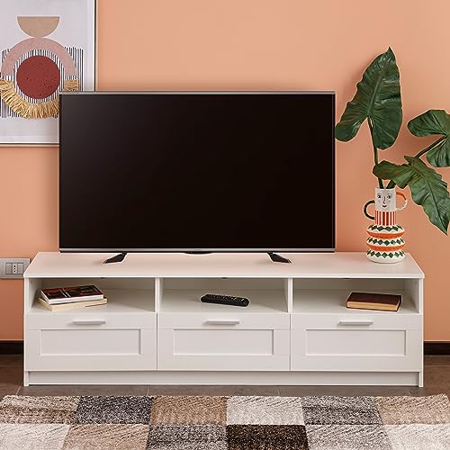 Baroni Home Mobile TV Bianco 3 Cassetti 140x33x30 cm