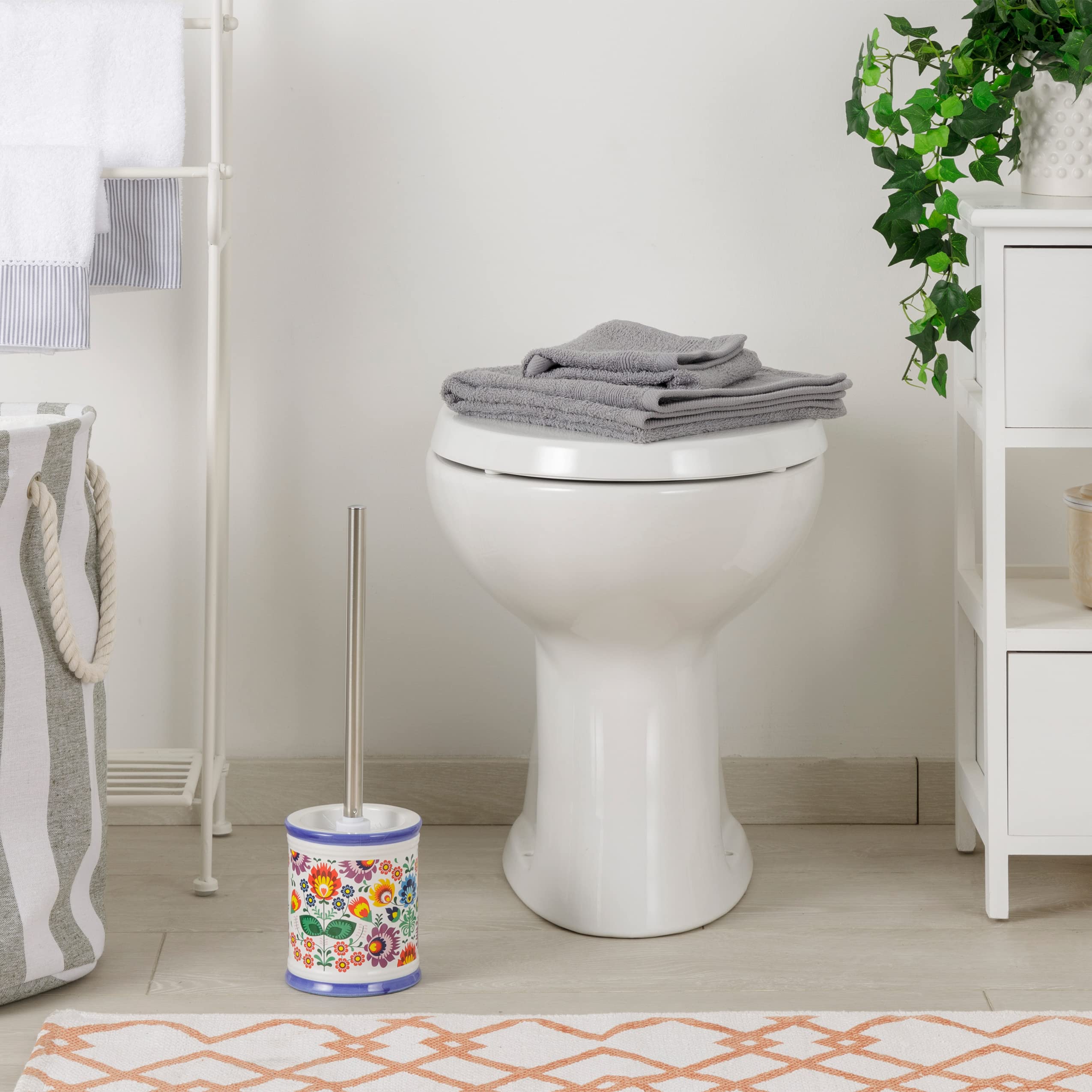 Baroni Home Fiori portascopino ceramica 11x11x39 cm