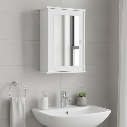 Baroni Home Pensile Bagno Specchio 34x15x53 cm Bianco Salvaspazio