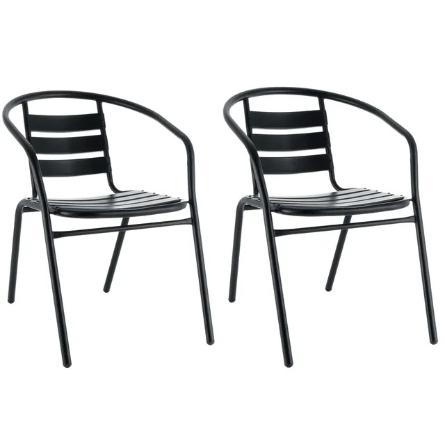 Baroni Home Set 2 Sedie Giardino Metallo Nero 56x55x75 cm