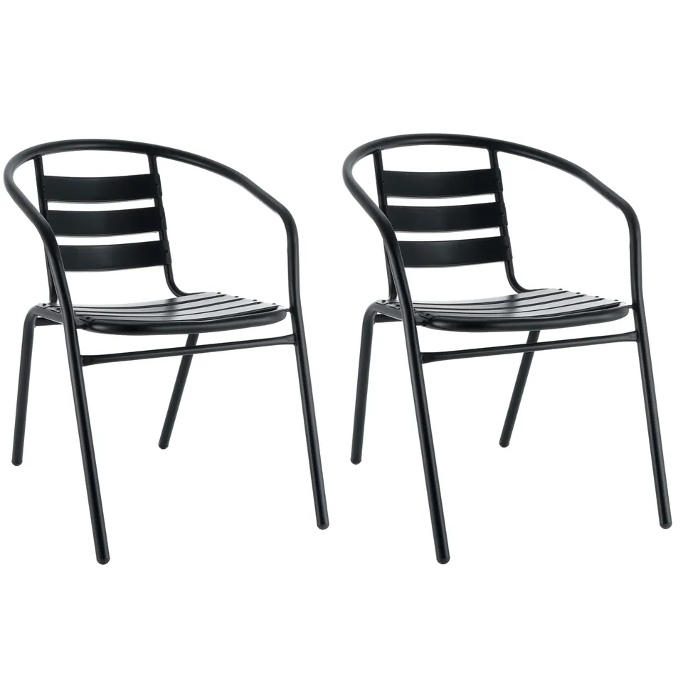 Baroni Home Set 2 Sedie Giardino Metallo Nero 56x55x75 cm